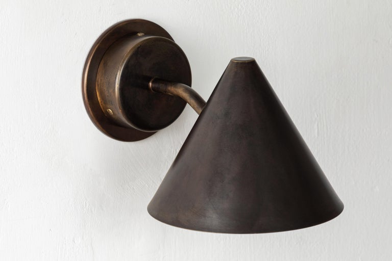 Hans-Agne Jakobsson 'Mini-Tratten' Dark Brown Patinated Outdoor Sconce For Sale 3