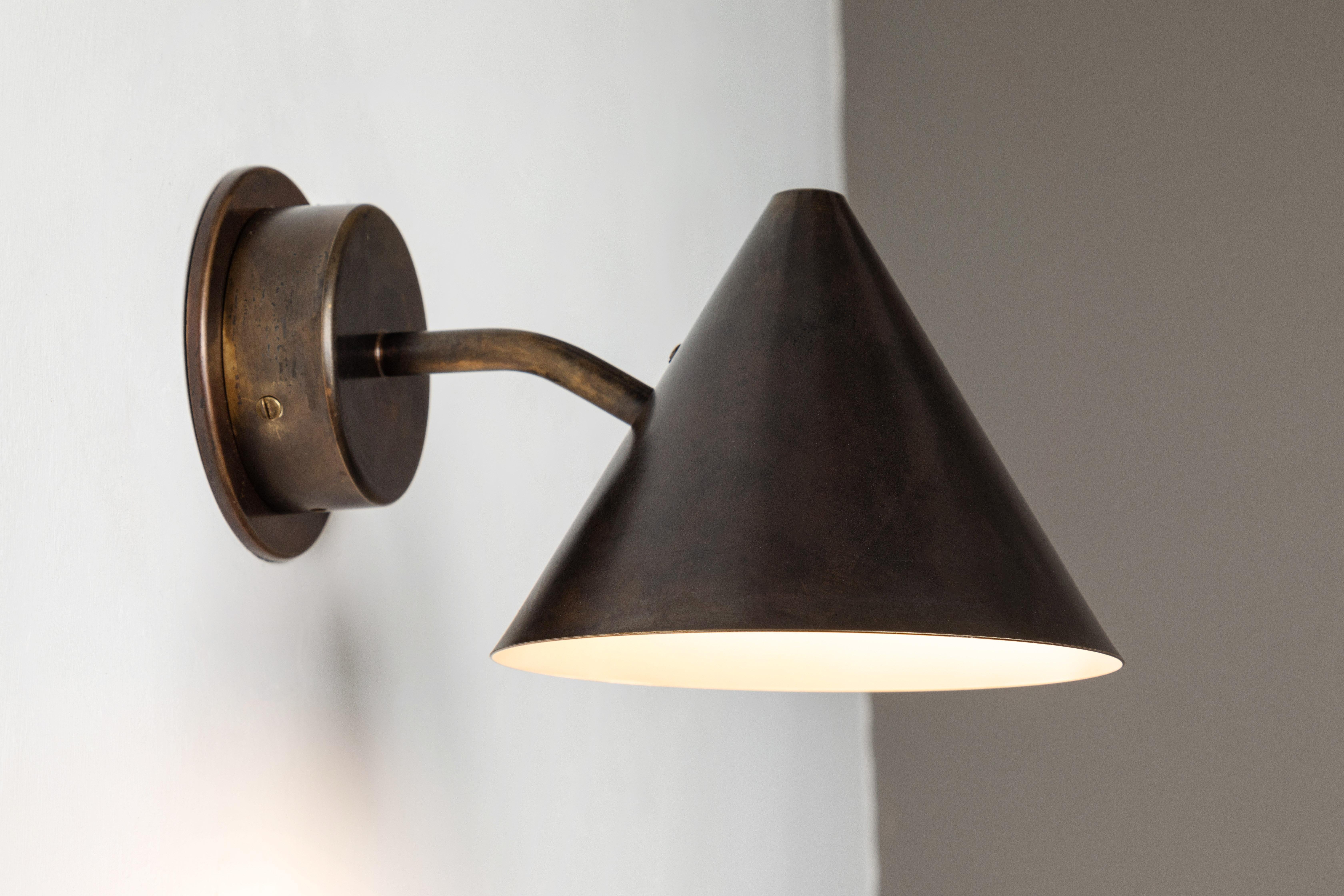 Swedish Hans-Agne Jakobsson 'Mini-Tratten' Dark Brown Patinated Outdoor Sconce For Sale