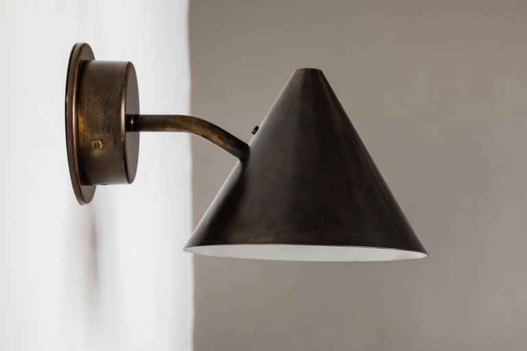 Contemporary Hans-Agne Jakobsson 'Mini-Tratten' Dark Brown Patinated Outdoor Sconce For Sale