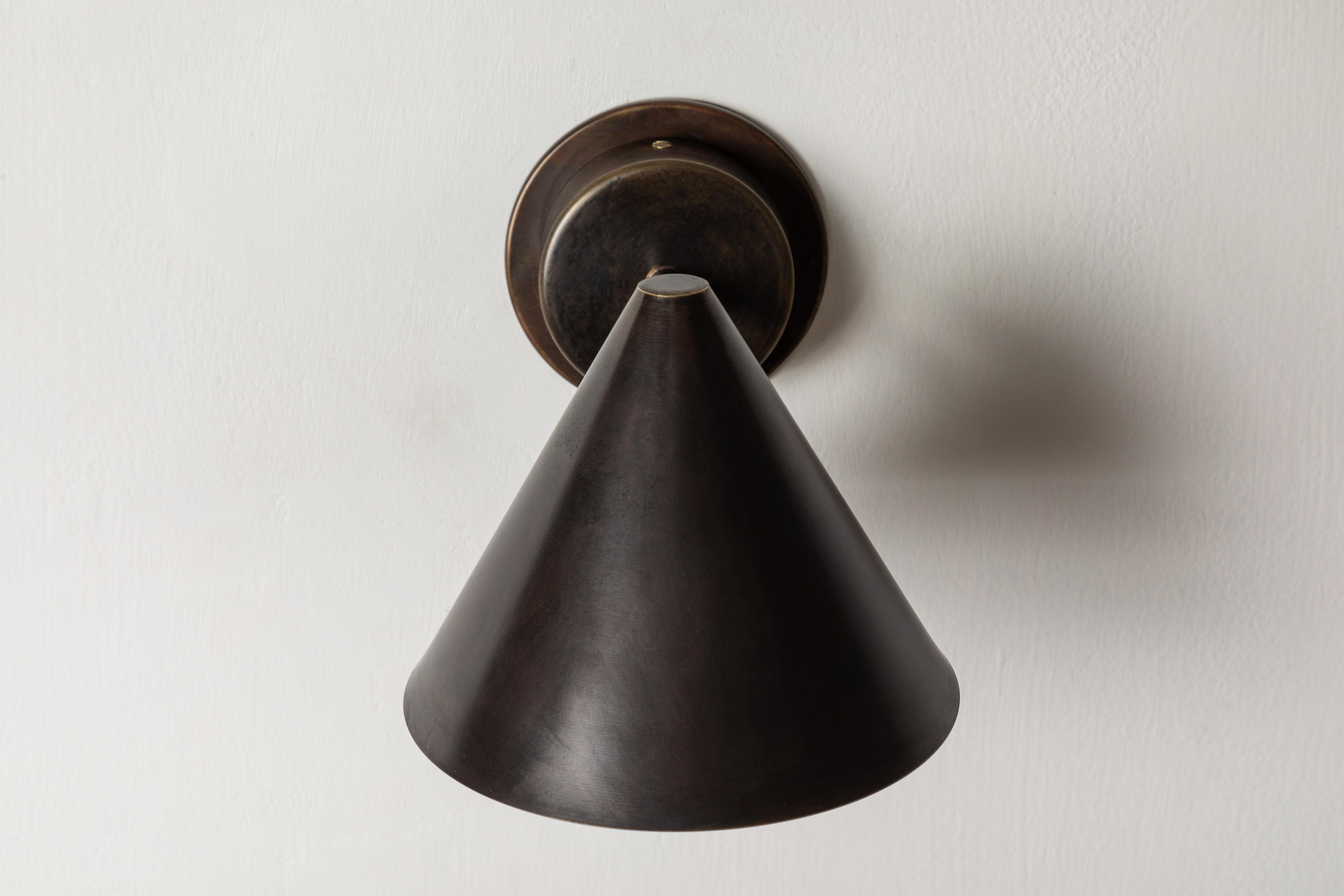 Hans-Agne Jakobsson 'Mini-Tratten' Dark Brown Patinated Outdoor Sconce For Sale 1
