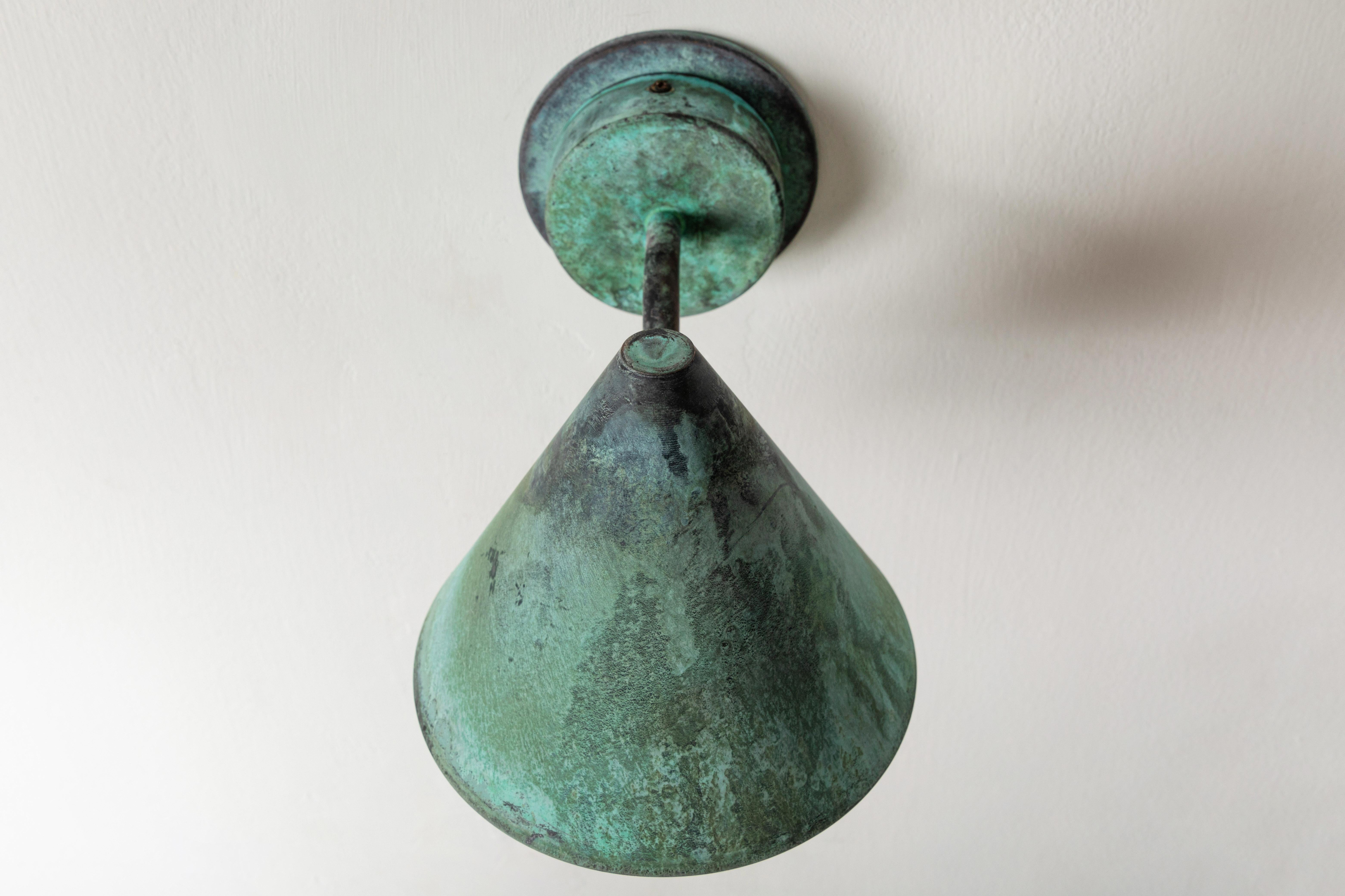Hans-Agne Jakobsson 'Mini-Tratten' Verdigris Patinated Outdoor Sconce For Sale 1