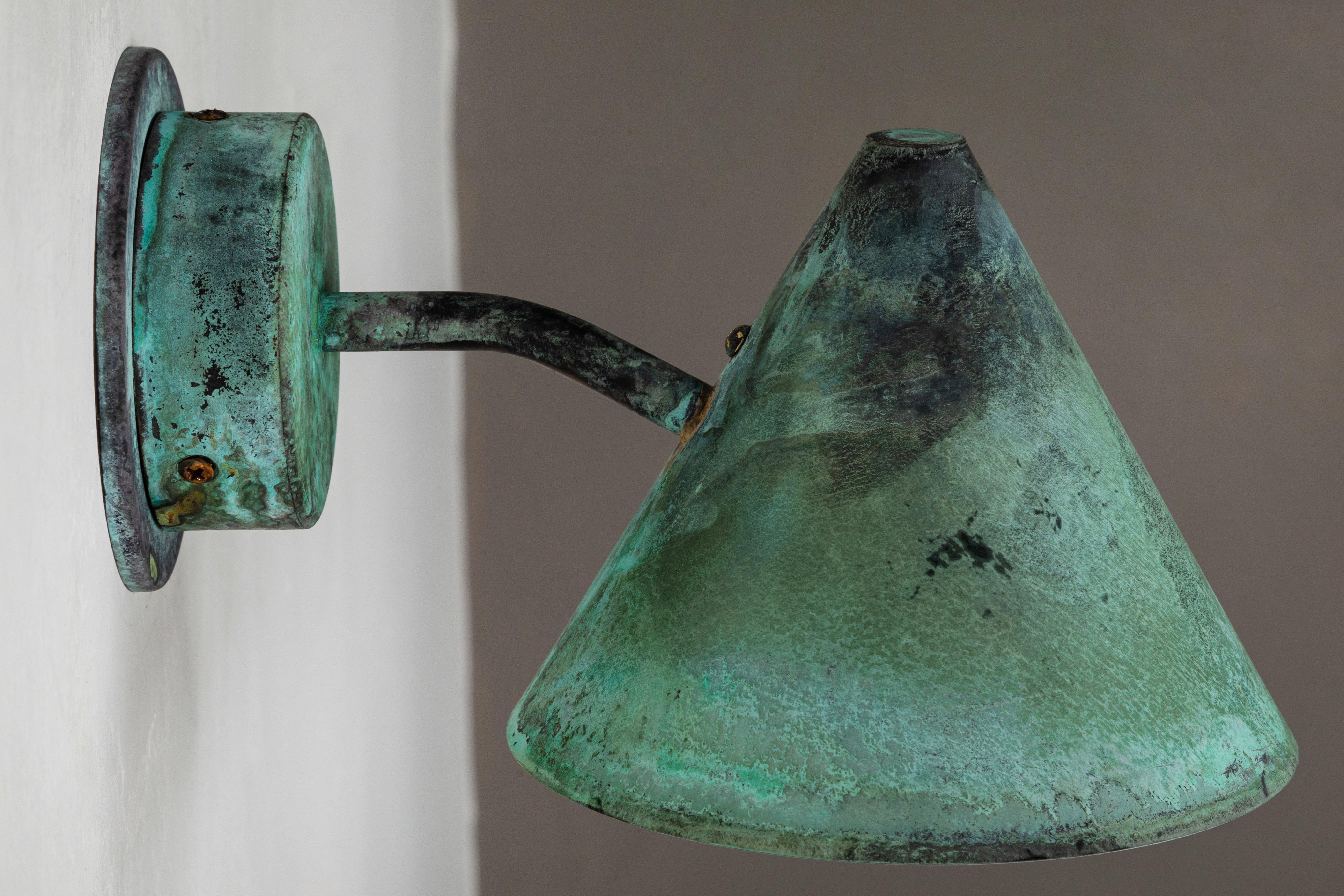 Hans-Agne Jakobsson 'Mini-Tratten' Verdigris Patinated Outdoor Sconce For Sale 3