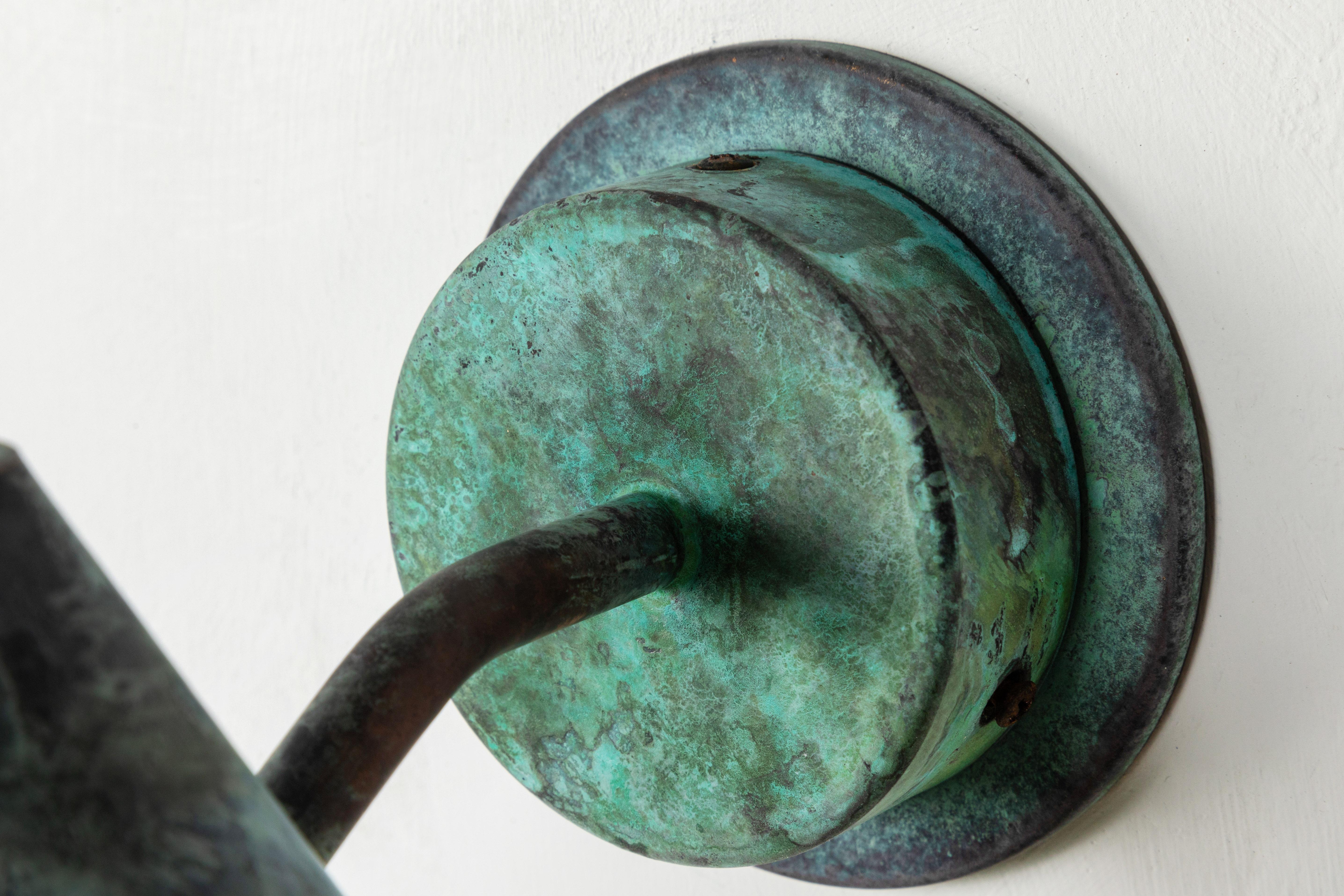 Hans-Agne Jakobsson 'Mini-Tratten' Verdigris Patinated Outdoor Sconce For Sale 4