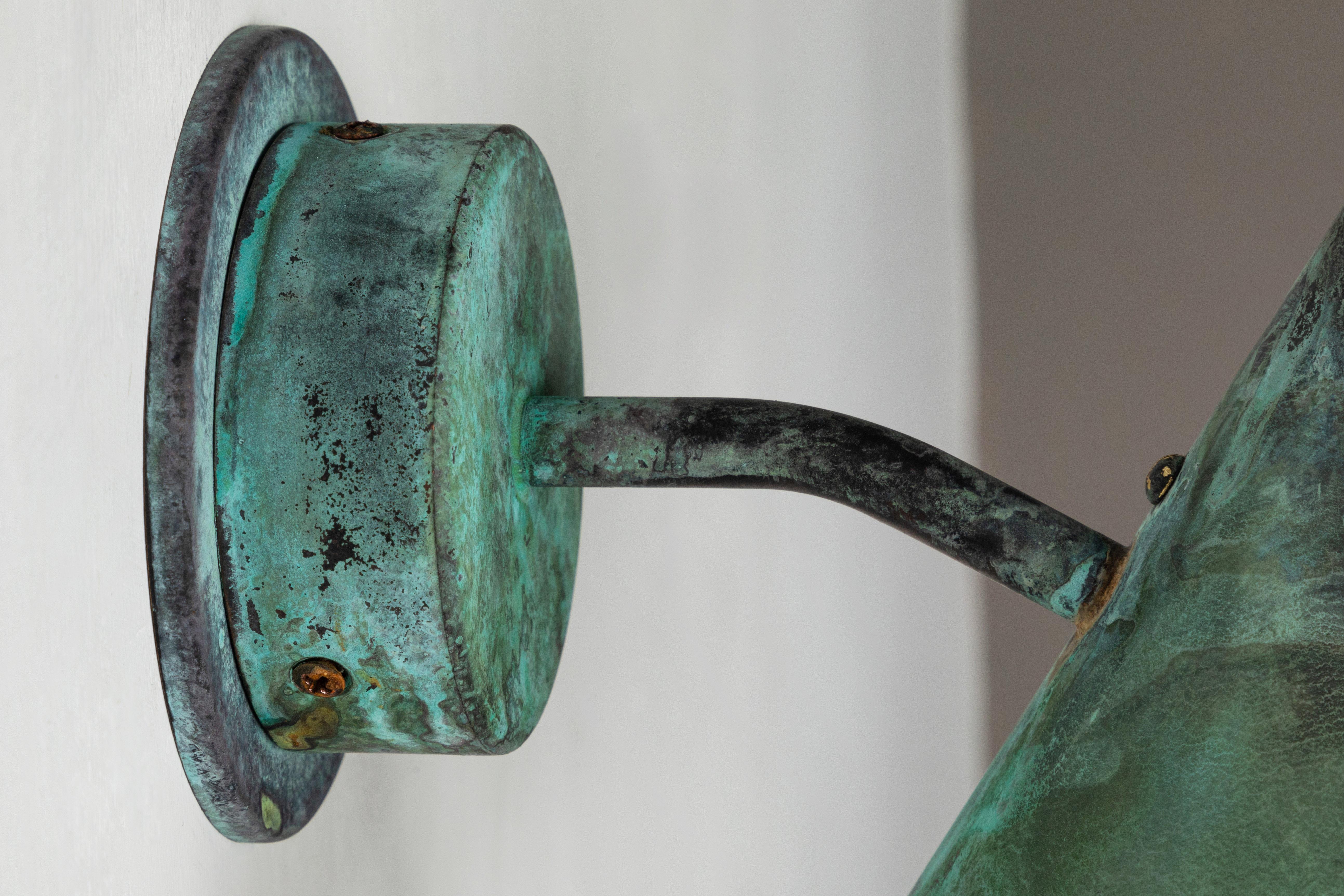 Hans-Agne Jakobsson 'Mini-Tratten' Verdigris Patinated Outdoor Sconce For Sale 5
