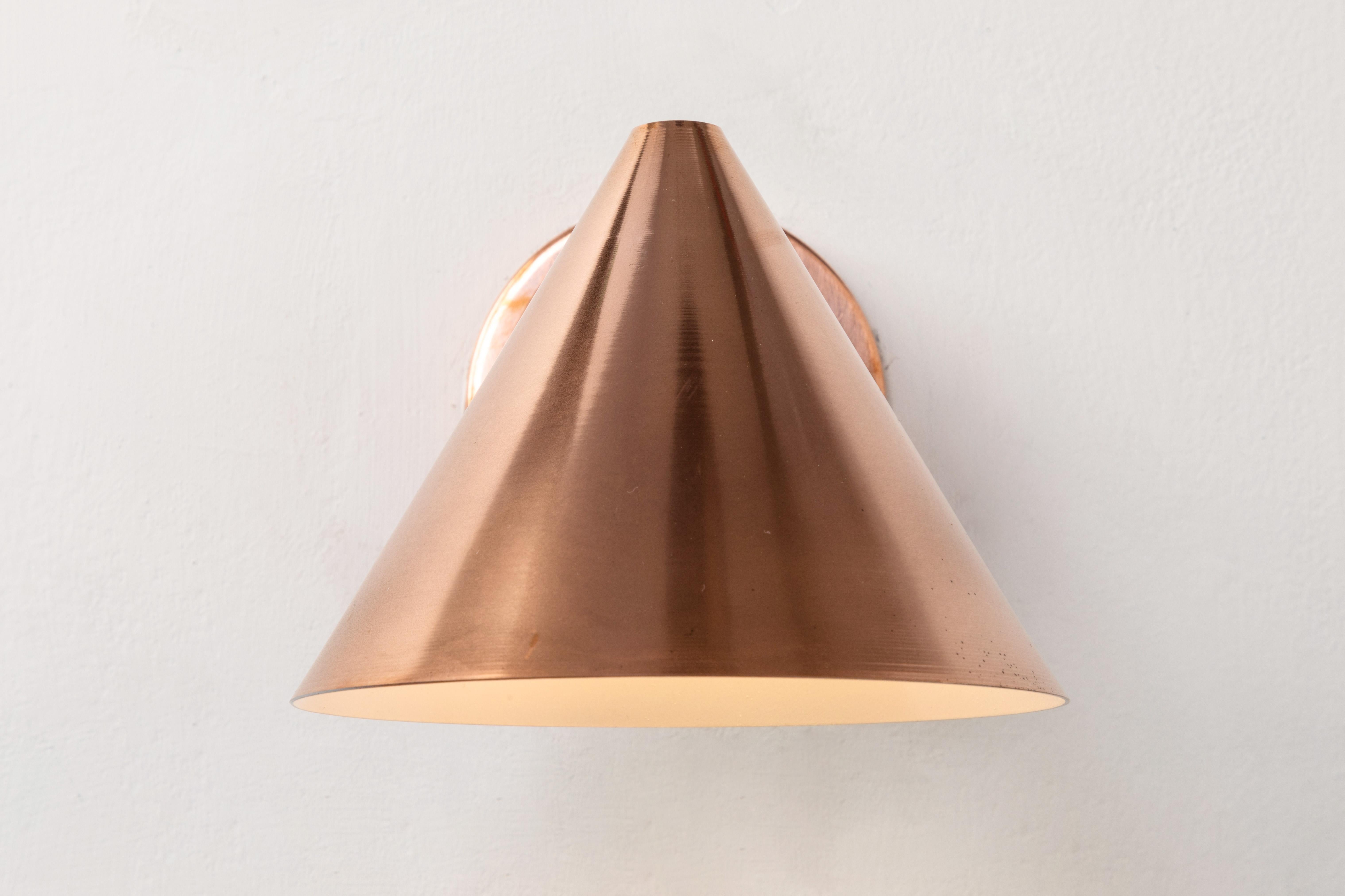 Swedish Hans-Agne Jakobsson 'Mini-Tratten' Raw Copper Outdoor Sconce For Sale