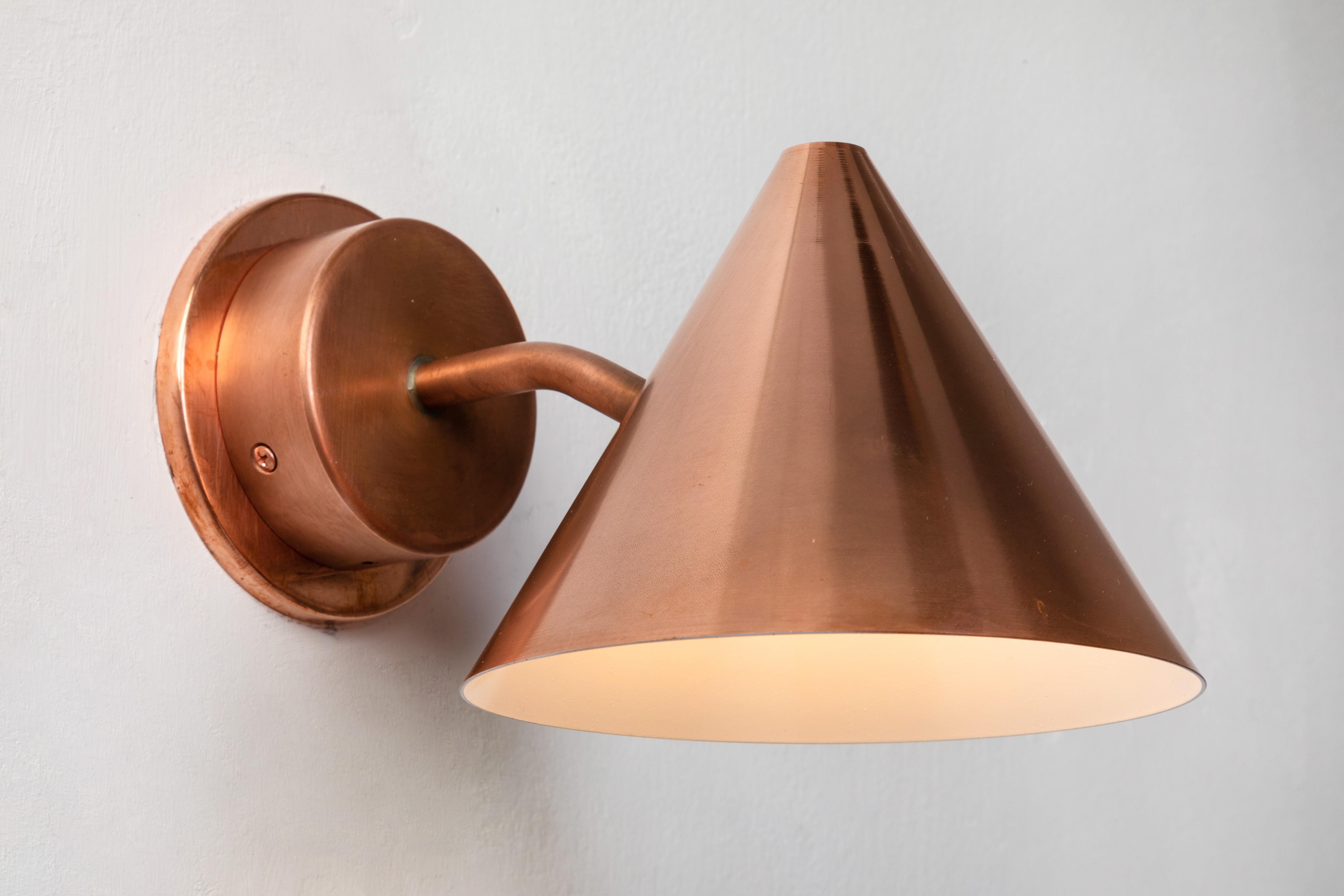 Patinated Hans-Agne Jakobsson 'Mini-Tratten' Raw Copper Outdoor Sconce For Sale