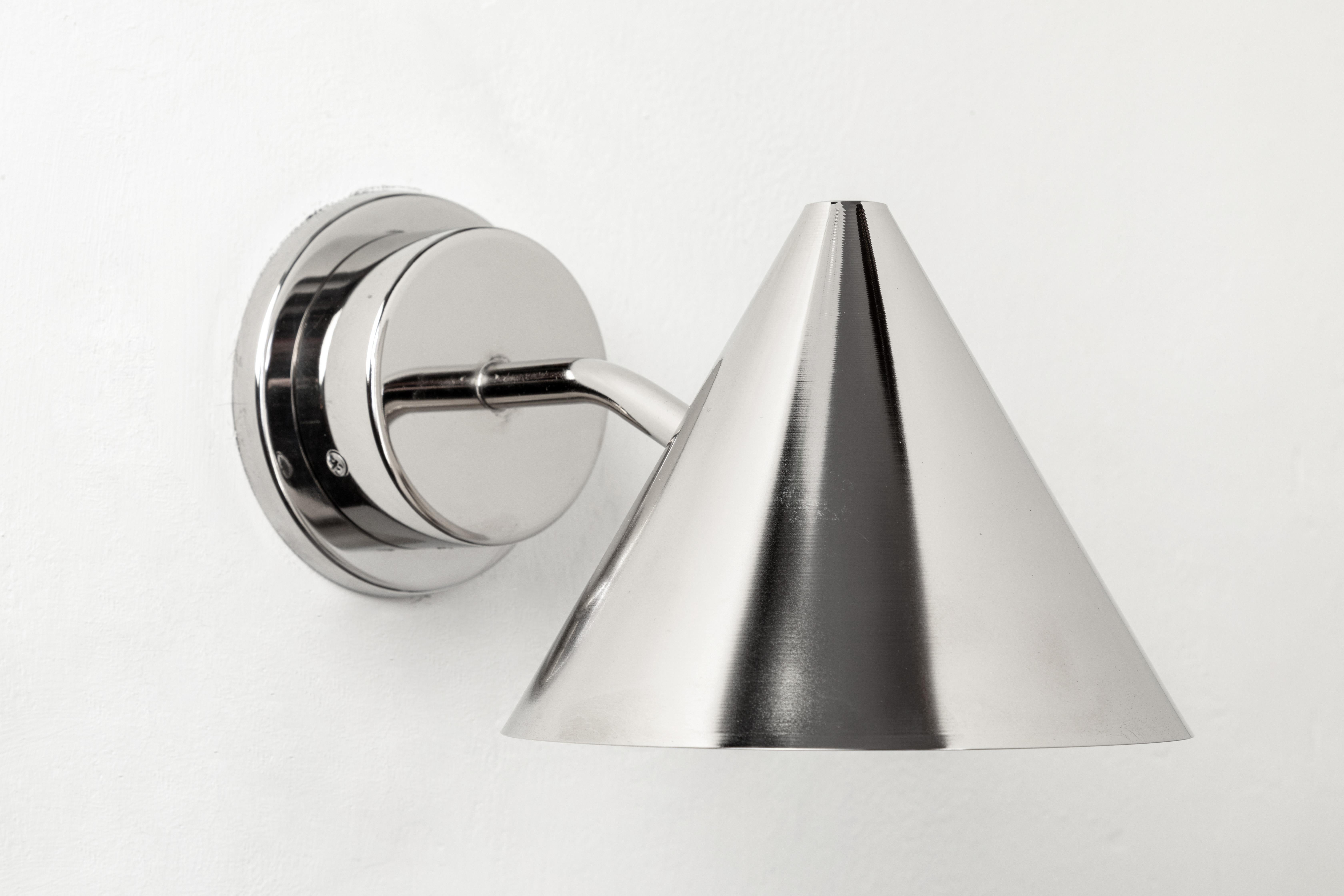 Contemporary Hans-Agne Jakobsson 'Mini-Tratten' Polished Nickel Outdoor Sconce For Sale
