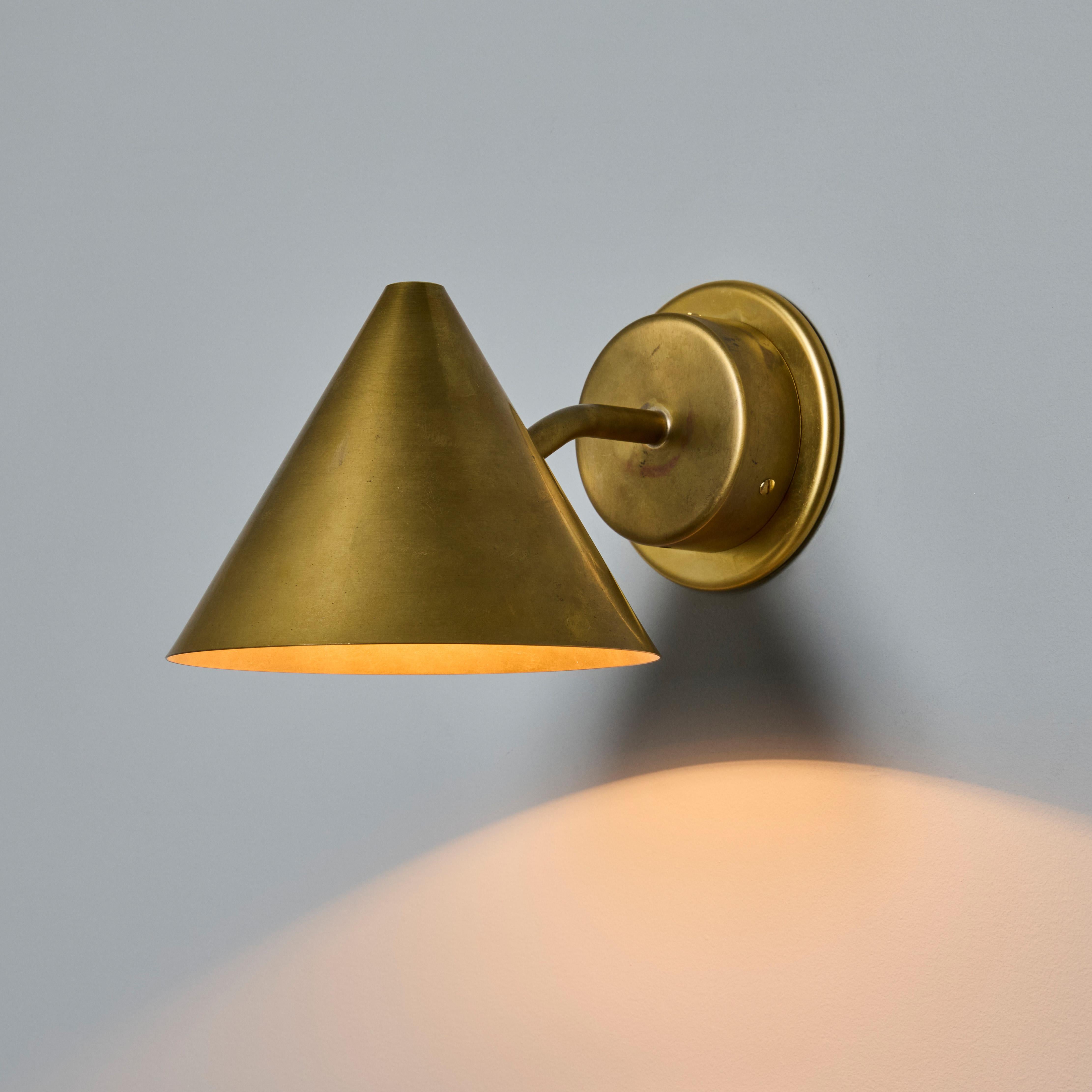 Contemporary Hans-Agne Jakobsson 'Mini-Tratten' Raw Brass Outdoor Sconce For Sale