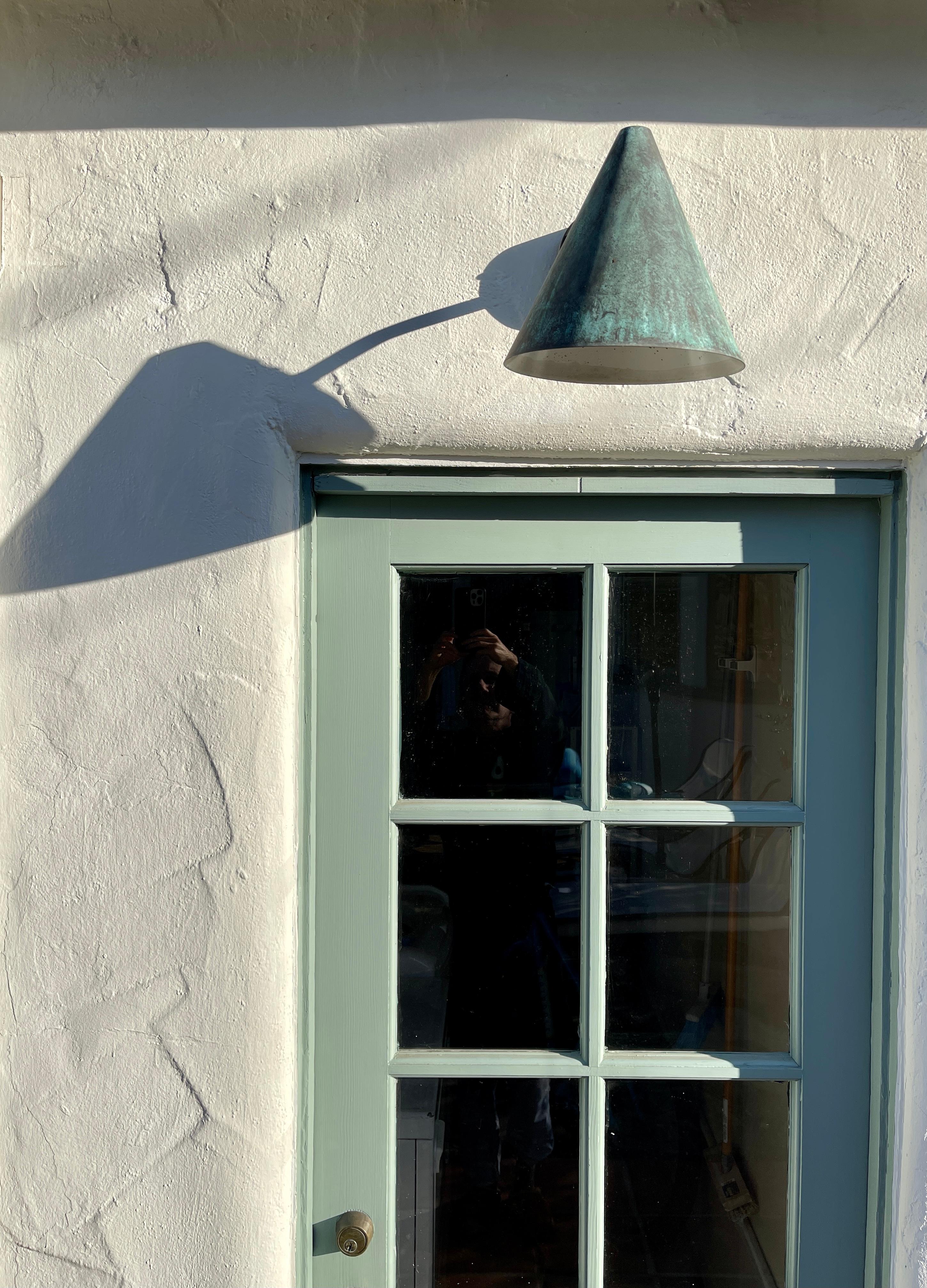 Hans-Agne Jakobsson 'Mini-Tratten' Verdigris Patinated Outdoor Sconce For Sale 9