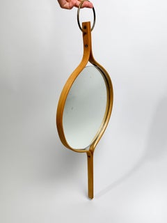 Hans Agne Jakobsson Mirror Beech Wood & Brass Sweden 1950s