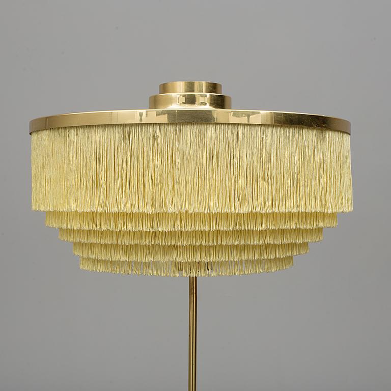 Swedish Hans-Agne Jakobsson Model G-110 Silk Fringe Brass Floor Lamp For Sale