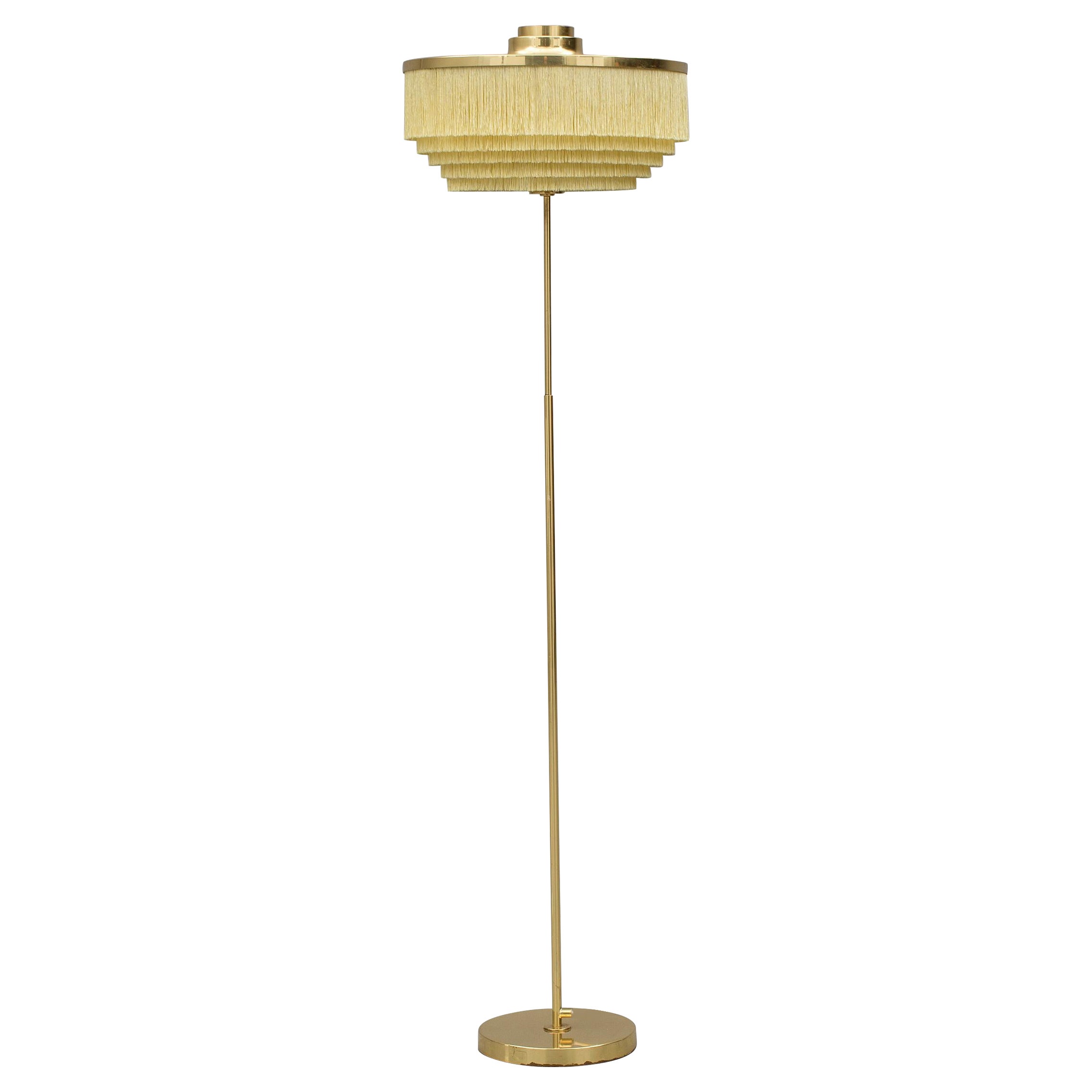 Lampada da terra in ottone con frange di seta Hans-Agne Jakobsson Modello G-110