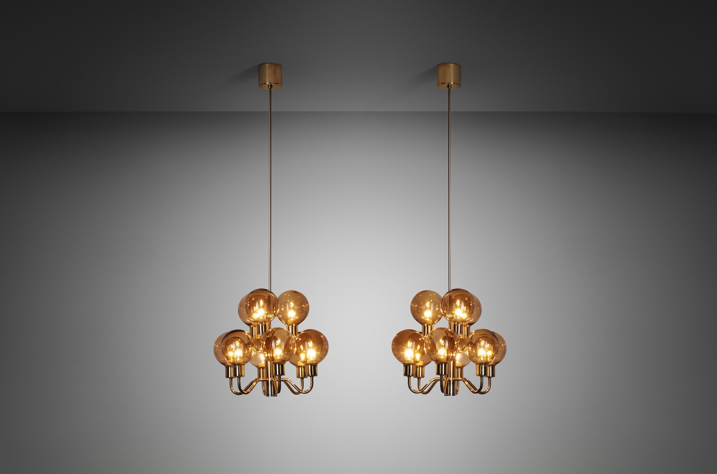 These marvellous, brass ceiling lamps were created in what we now call “the golden age of Scandinavian design”. Hans-Agne Jakobsson was the great Swedish master of lighting, designing some of the most recognizable mid-century modern lamps of