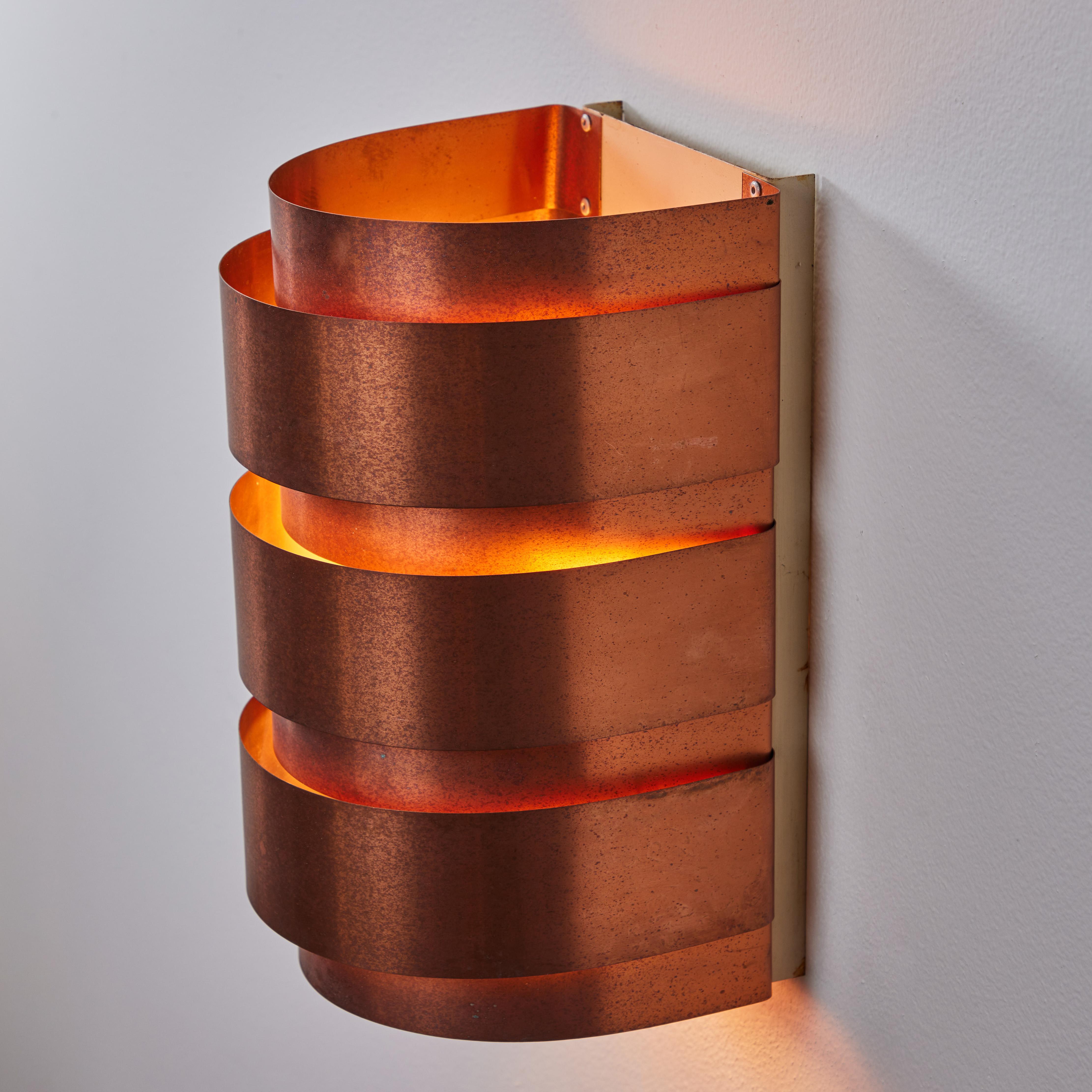 Hans-Agne Jakobsson Model V-155 Copper Sconces for Markaryd, Sweden For Sale 3