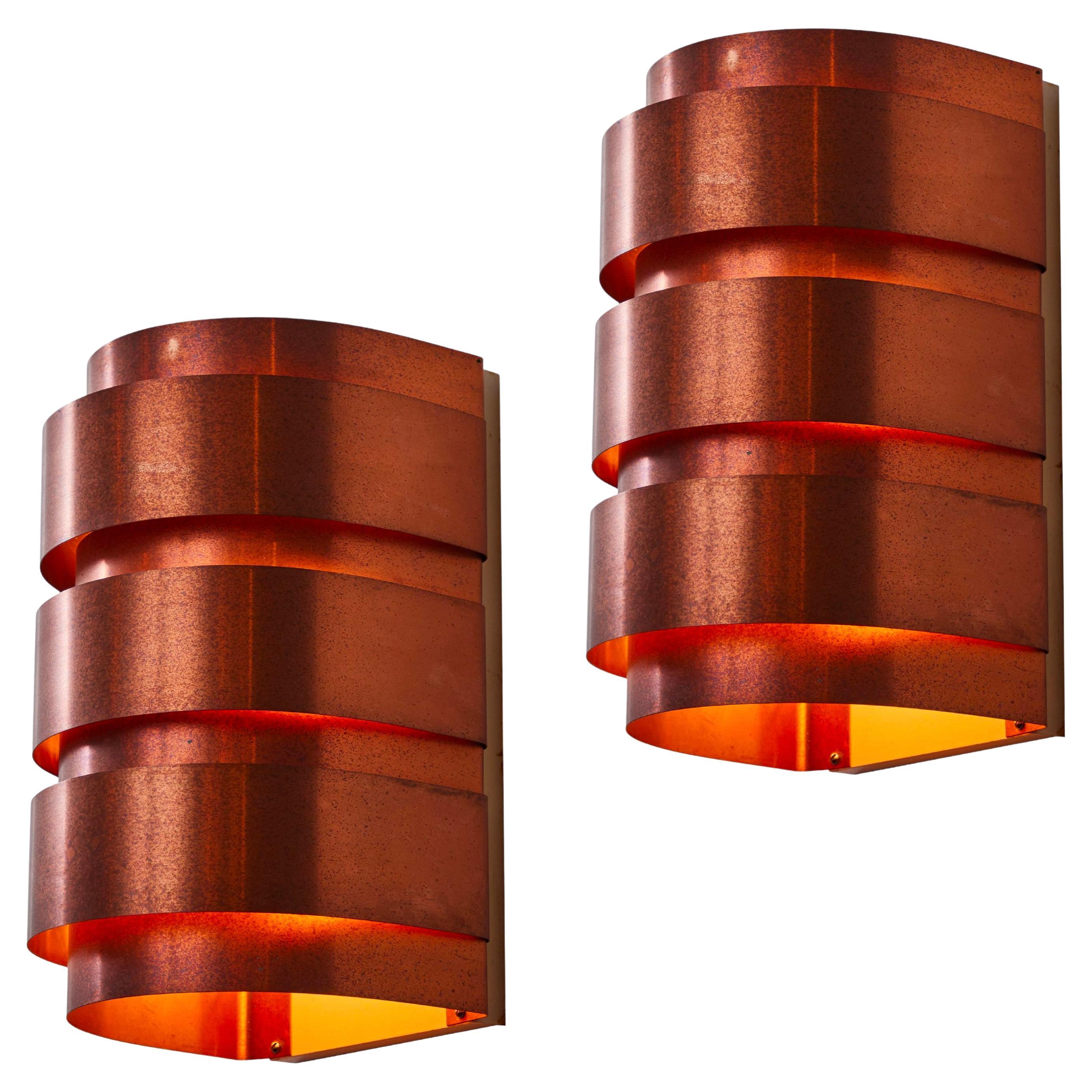 Hans-Agne Jakobsson Model V-155 Copper Sconces for Markaryd, Sweden