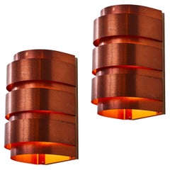 Hans-Agne Jakobsson Model V-155 Copper Sconces for Markaryd, Sweden