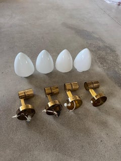 Hans-Agne Jakobsson Model V-220 Brass and Opaline Glass Sconces, 1960s, set of 4