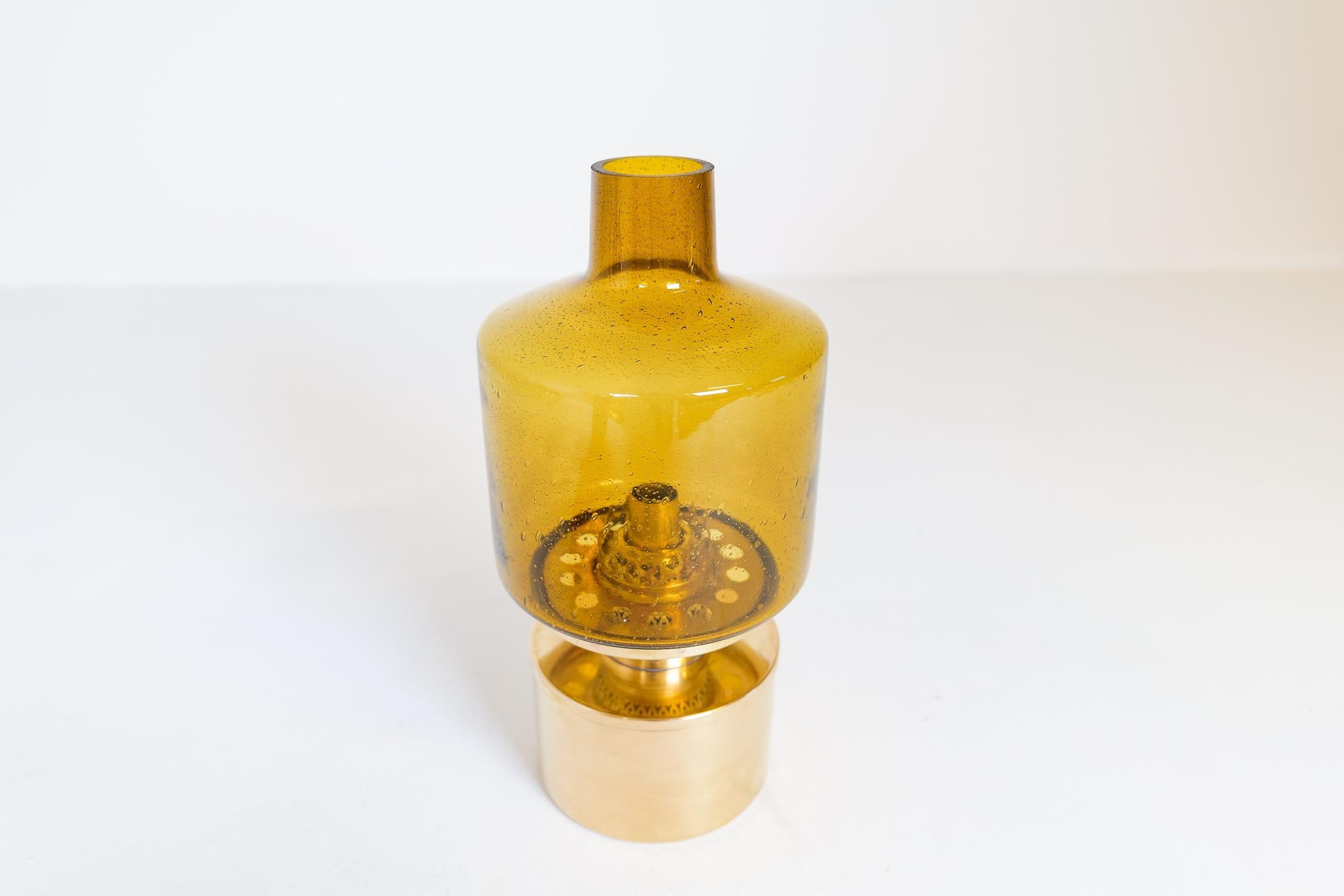 Swedish Hans-Agne Jakobsson Oil Lamp Model L-47 in Brass and Glass, 1960s, Sweden For Sale