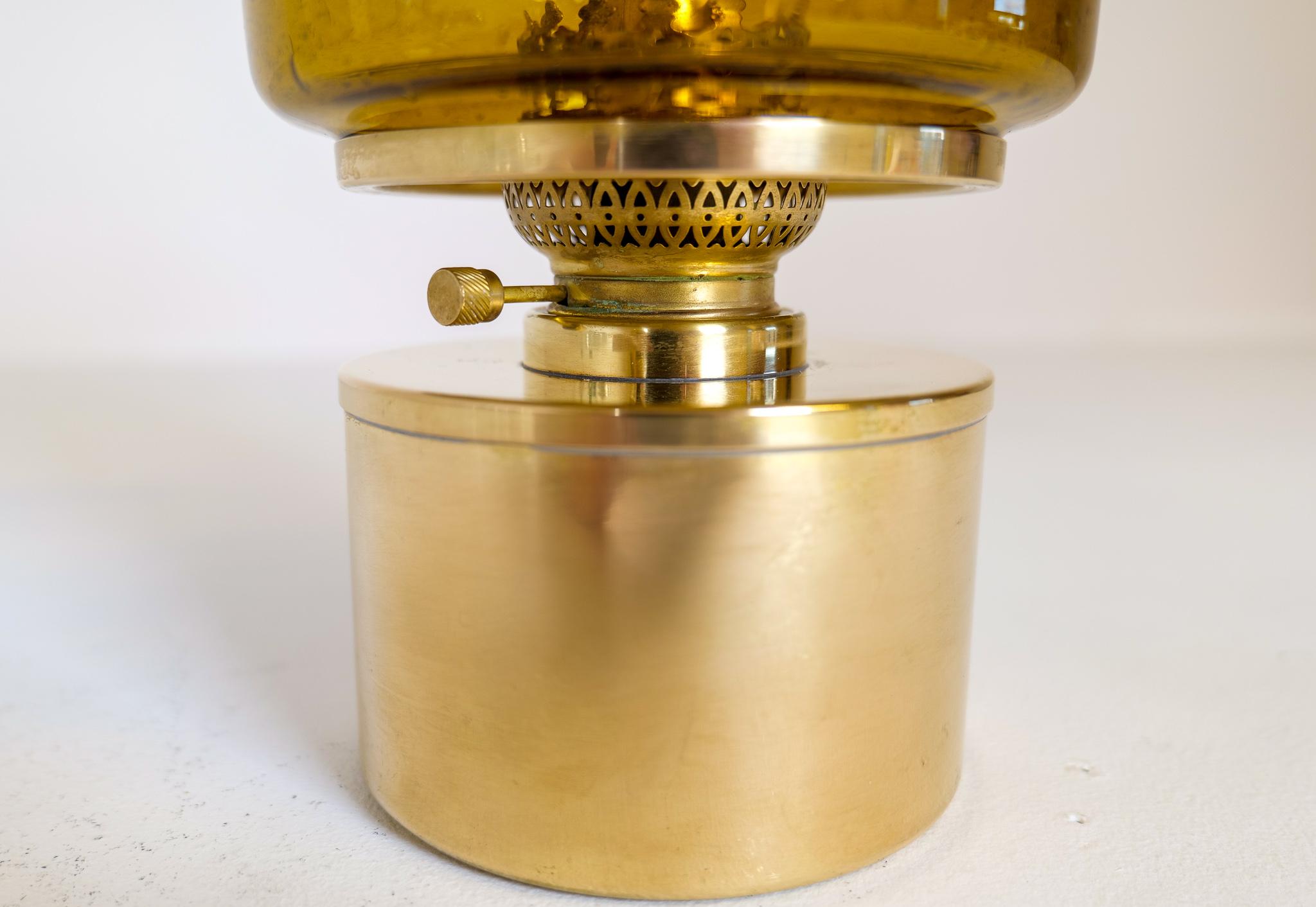 Mid-20th Century Hans-Agne Jakobsson Oil Lamp Model L-47 in Brass and Glass, 1960s, Sweden For Sale