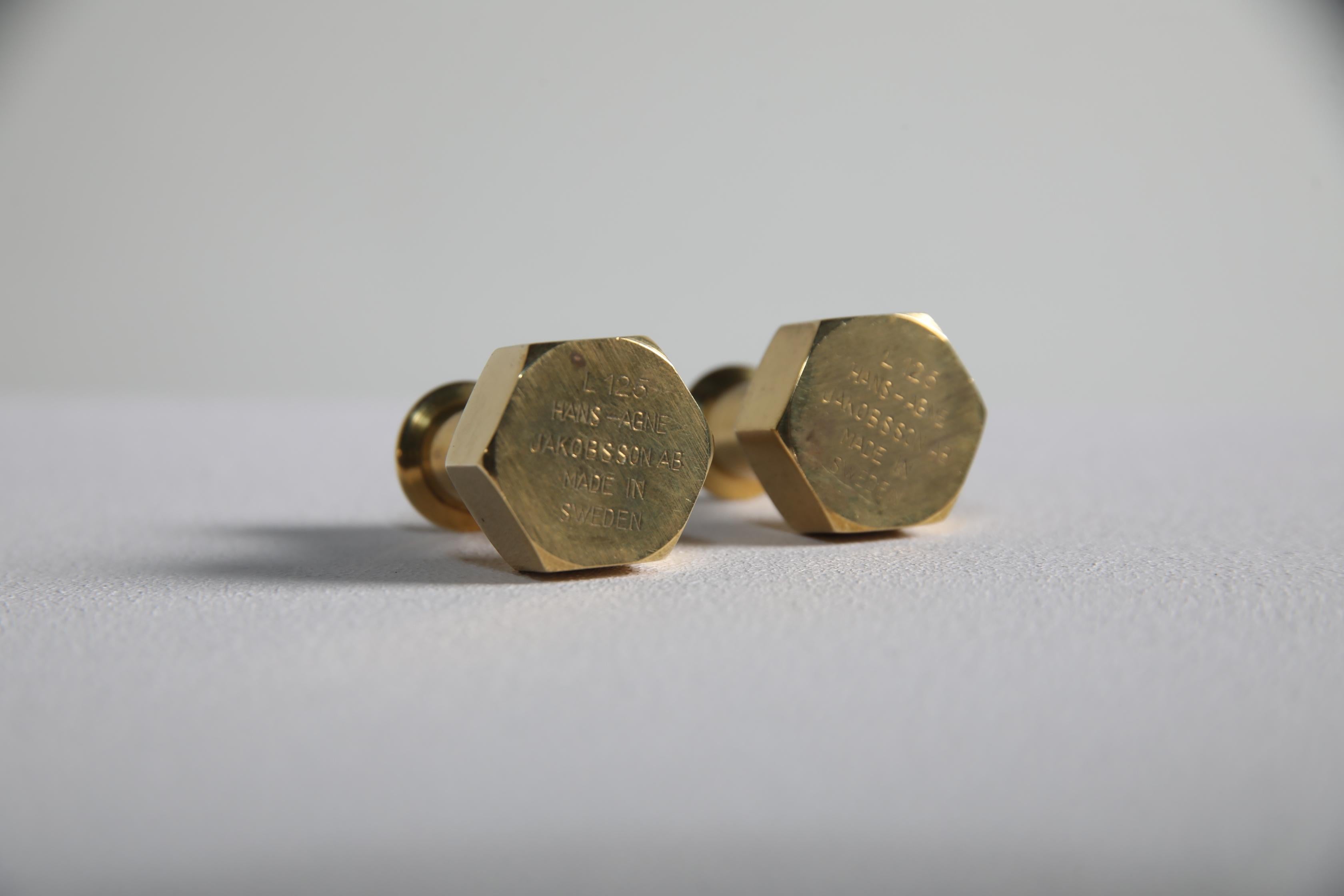 Svedese Hans-Agne Jakobsson, Coppia di candelieri in ottone, Modello L-125, Svezia in vendita