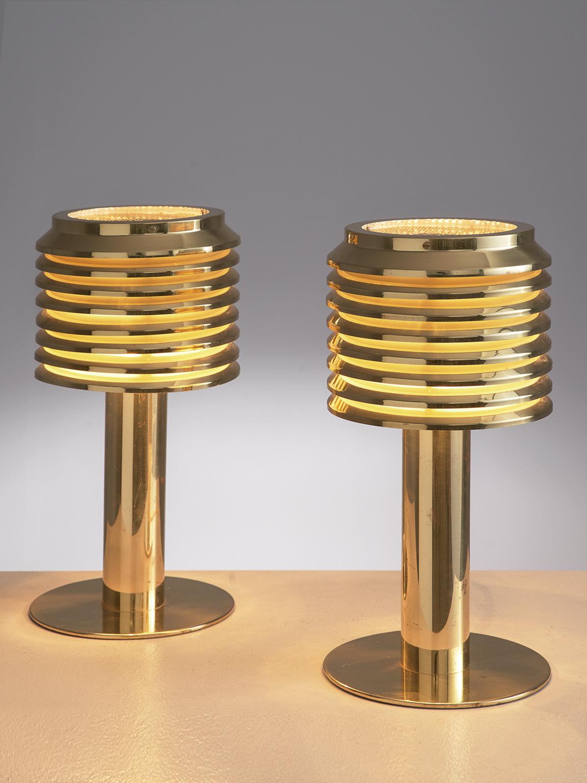Scandinavian Modern Hans-Agne Jakobsson Pair of Brass Table Lamps Model 'B-142'
