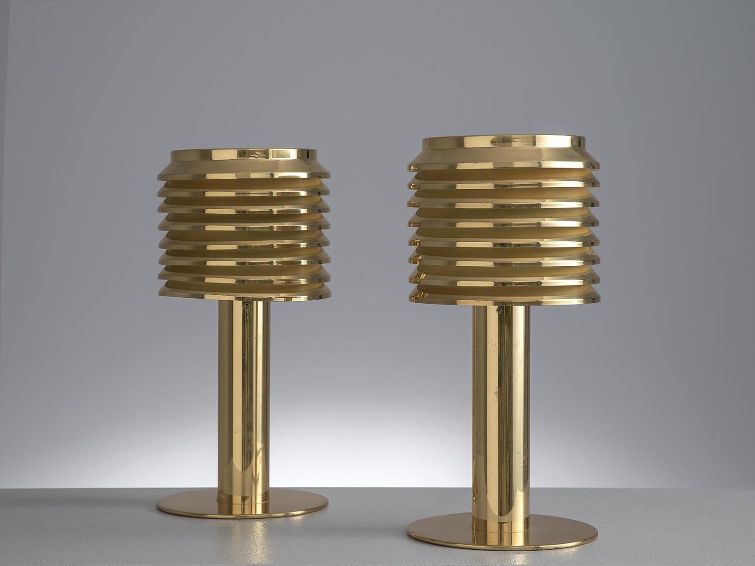 Mid-20th Century Hans-Agne Jakobsson Pair of Brass Table Lamps Model 'B-142'