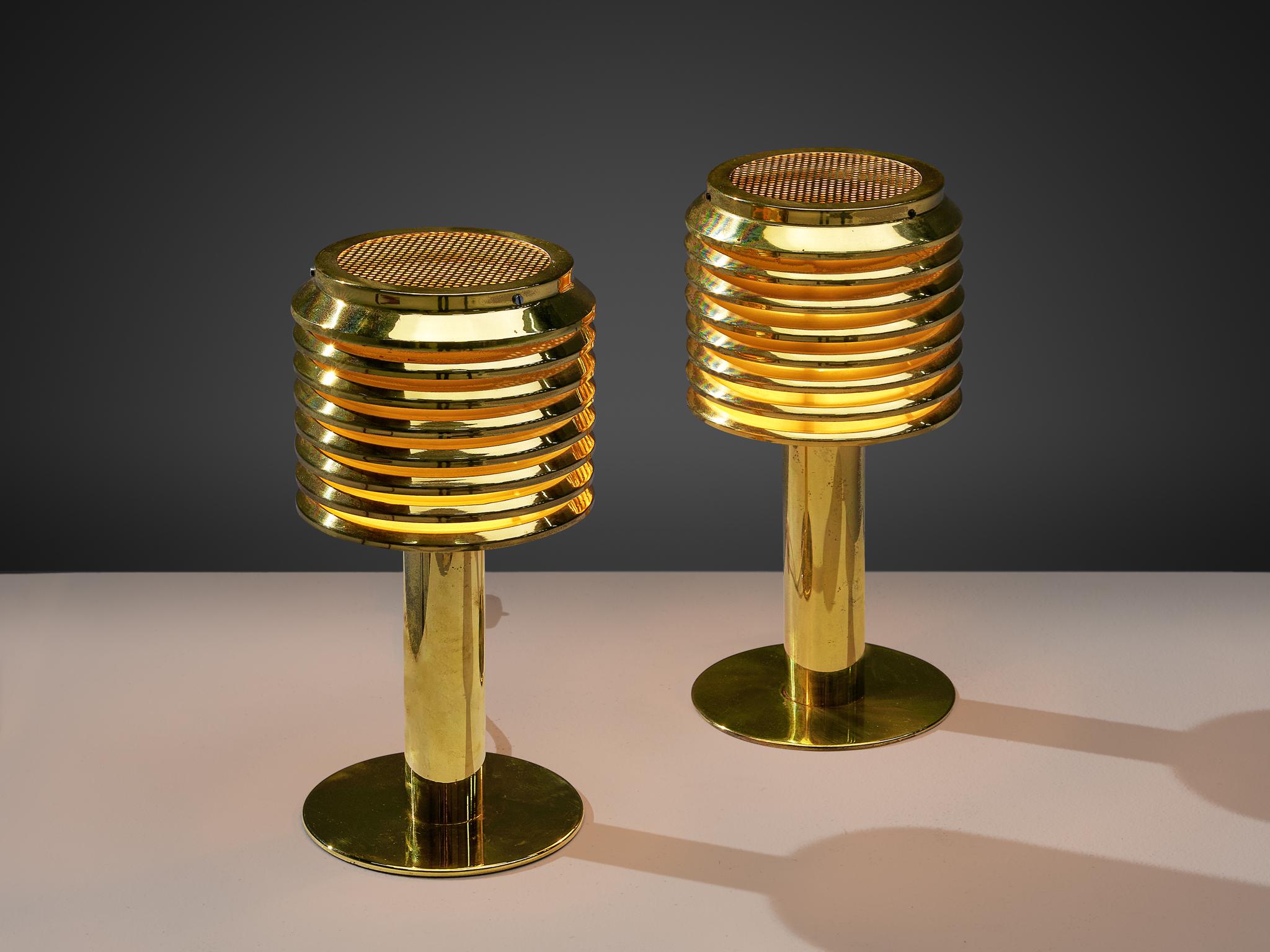 Mid-Century Modern Hans-Agne Jakobsson Pair of Brass Table Lamps Model 'B-142'