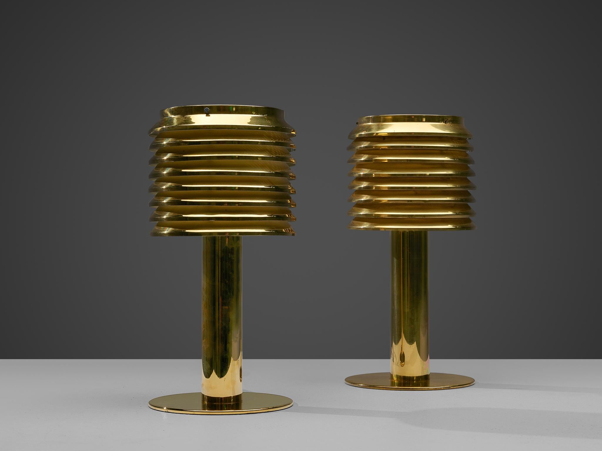 Hans-Agne Jakobsson Pair of Brass Table Lamps Model 'B-142' 1