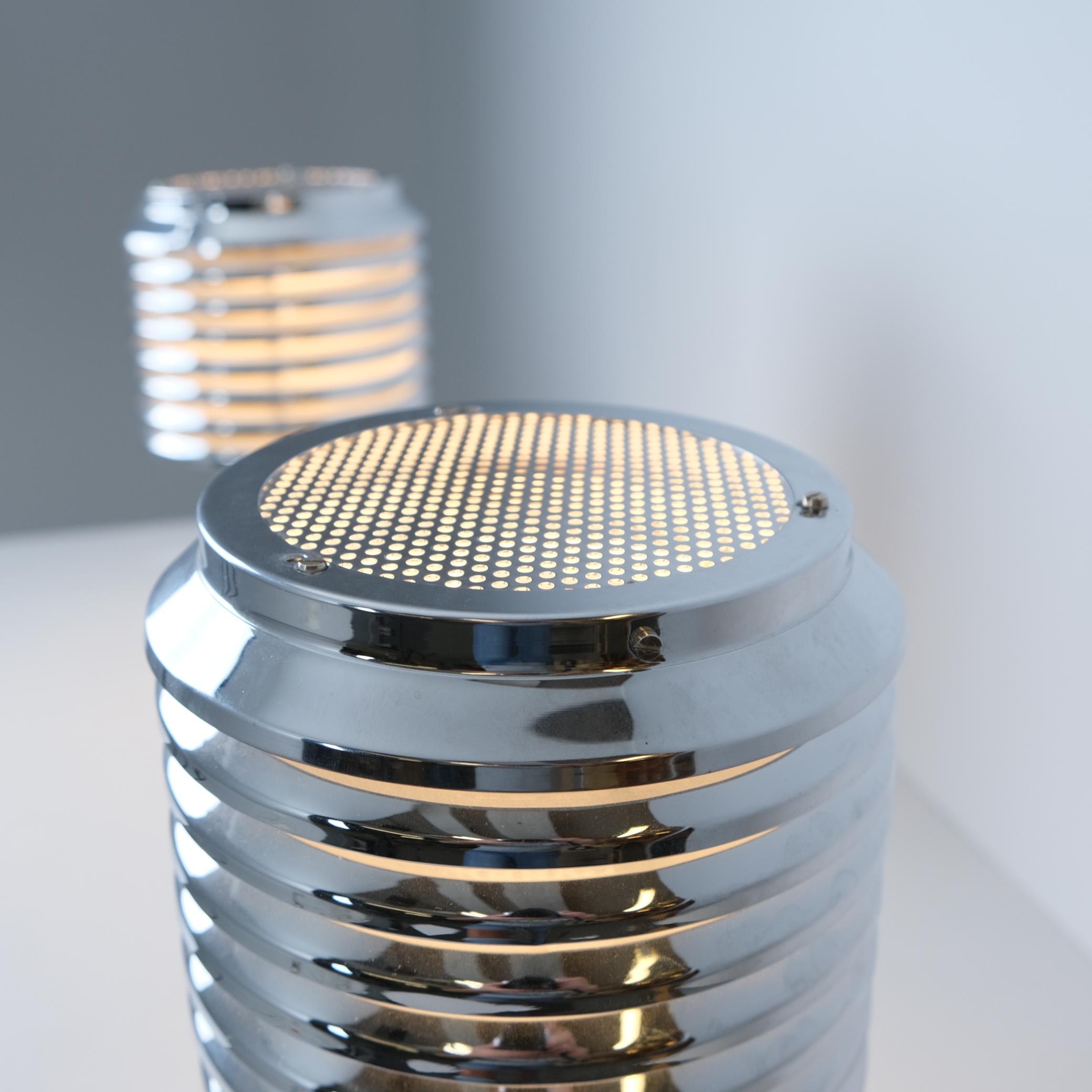 Hans-Agne Jakobsson Pair of Chromed Table Mounted Lamps, Sweden 1970s For Sale 5