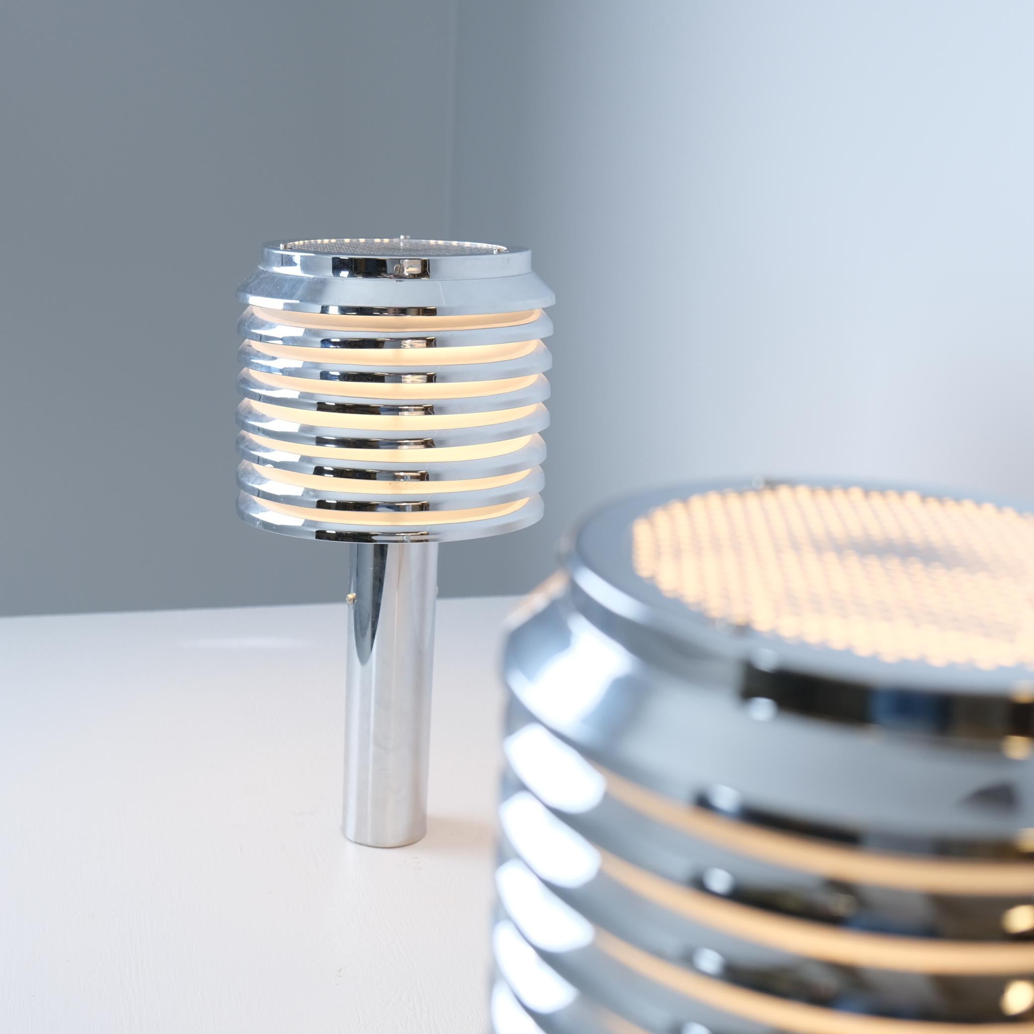 Hans-Agne Jakobsson Pair of Chromed Table Mounted Lamps, Sweden 1970s For Sale 6