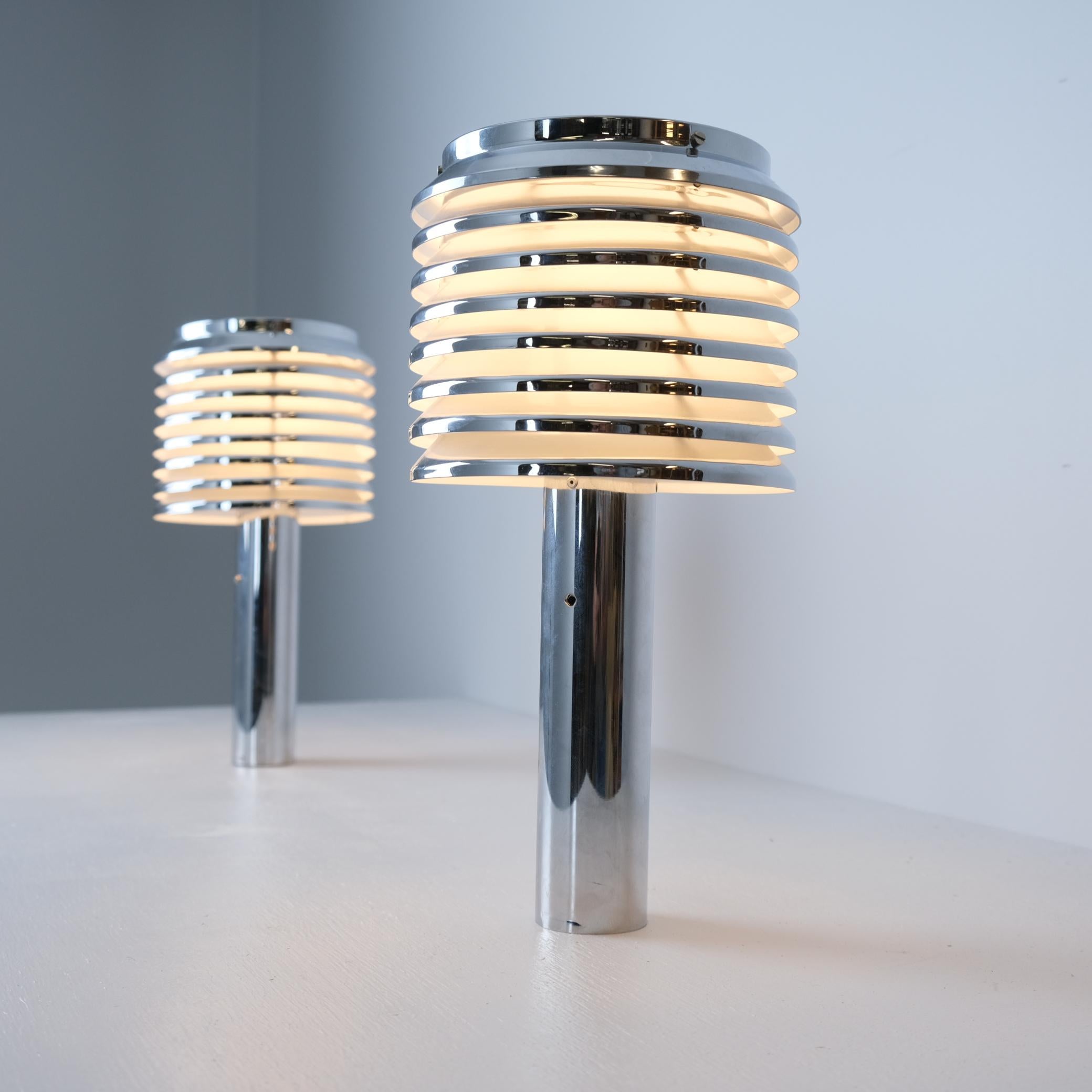 Swedish Hans-Agne Jakobsson Pair of Chromed Table Mounted Lamps, Sweden 1970s For Sale