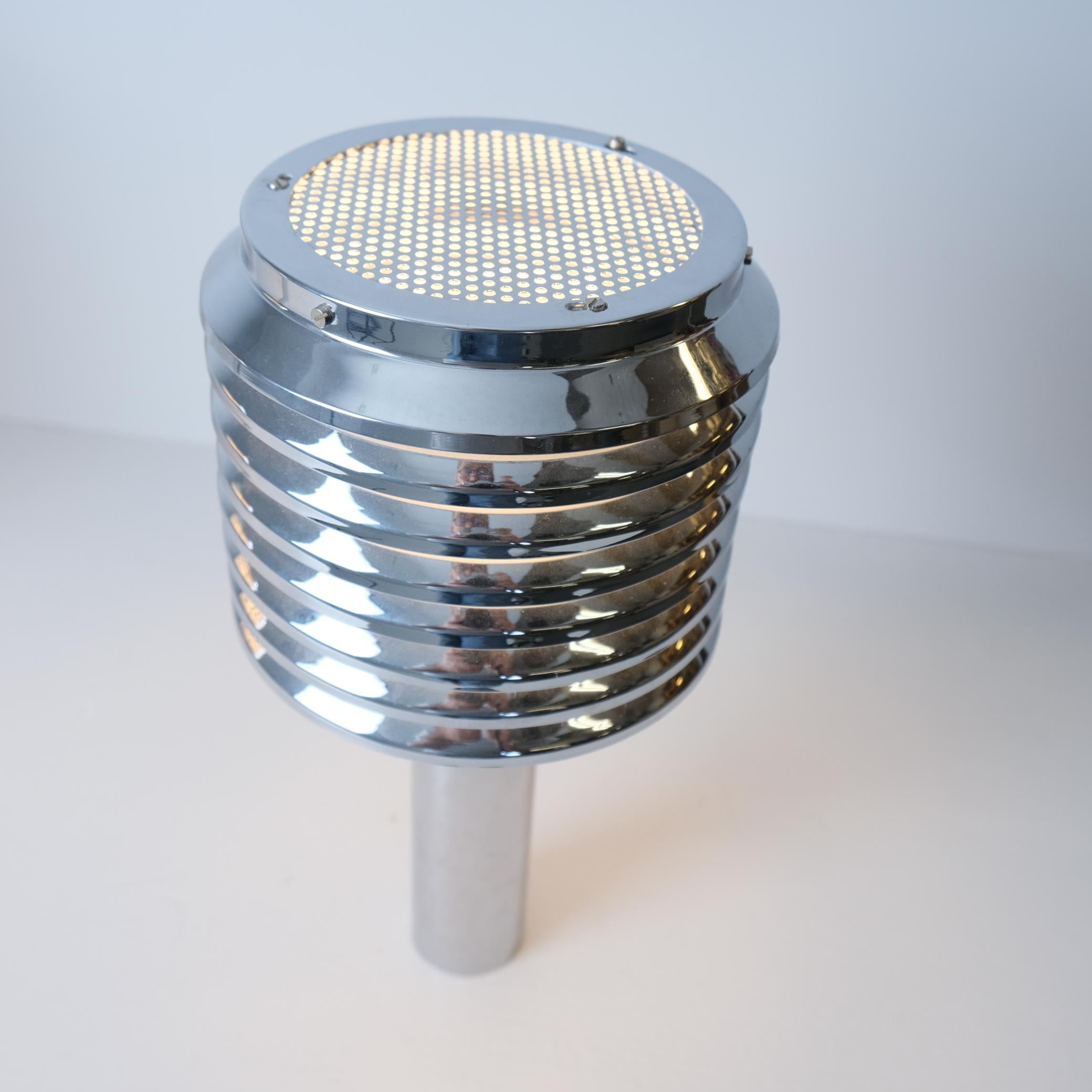 Late 20th Century Hans-Agne Jakobsson Pair of Chromed Table Mounted Lamps, Sweden 1970s For Sale