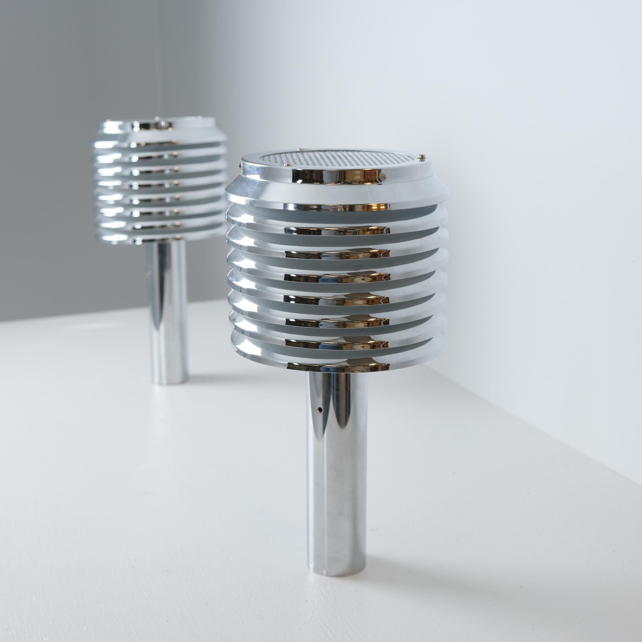 Hans-Agne Jakobsson Pair of Chromed Table Mounted Lamps, Sweden 1970s For Sale 2