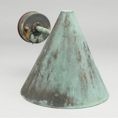 Hans-Agne Jakobsson Pair of Cone Shaped Outdoor Wall Lights in Copper