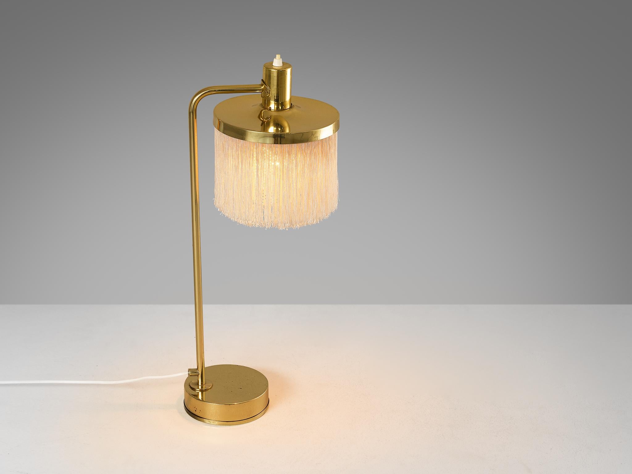 Hans-Agne Jakobsson Pair of 'Fringe' Table Lamps in Brass and Silk  For Sale 5