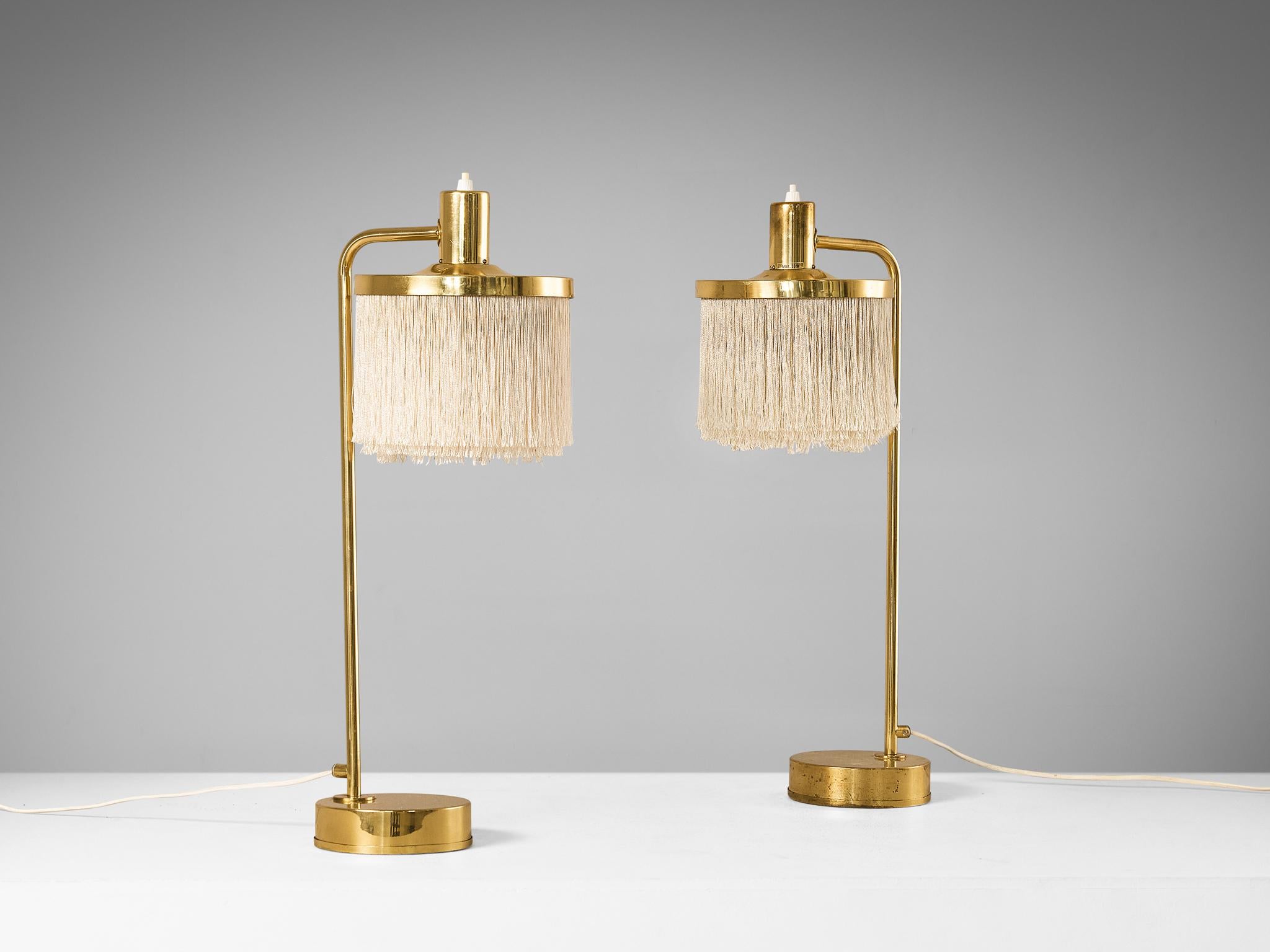 Hans-Agne Jakobsson Pair of 'Fringe' Table Lamps in Brass and Silk  For Sale 7