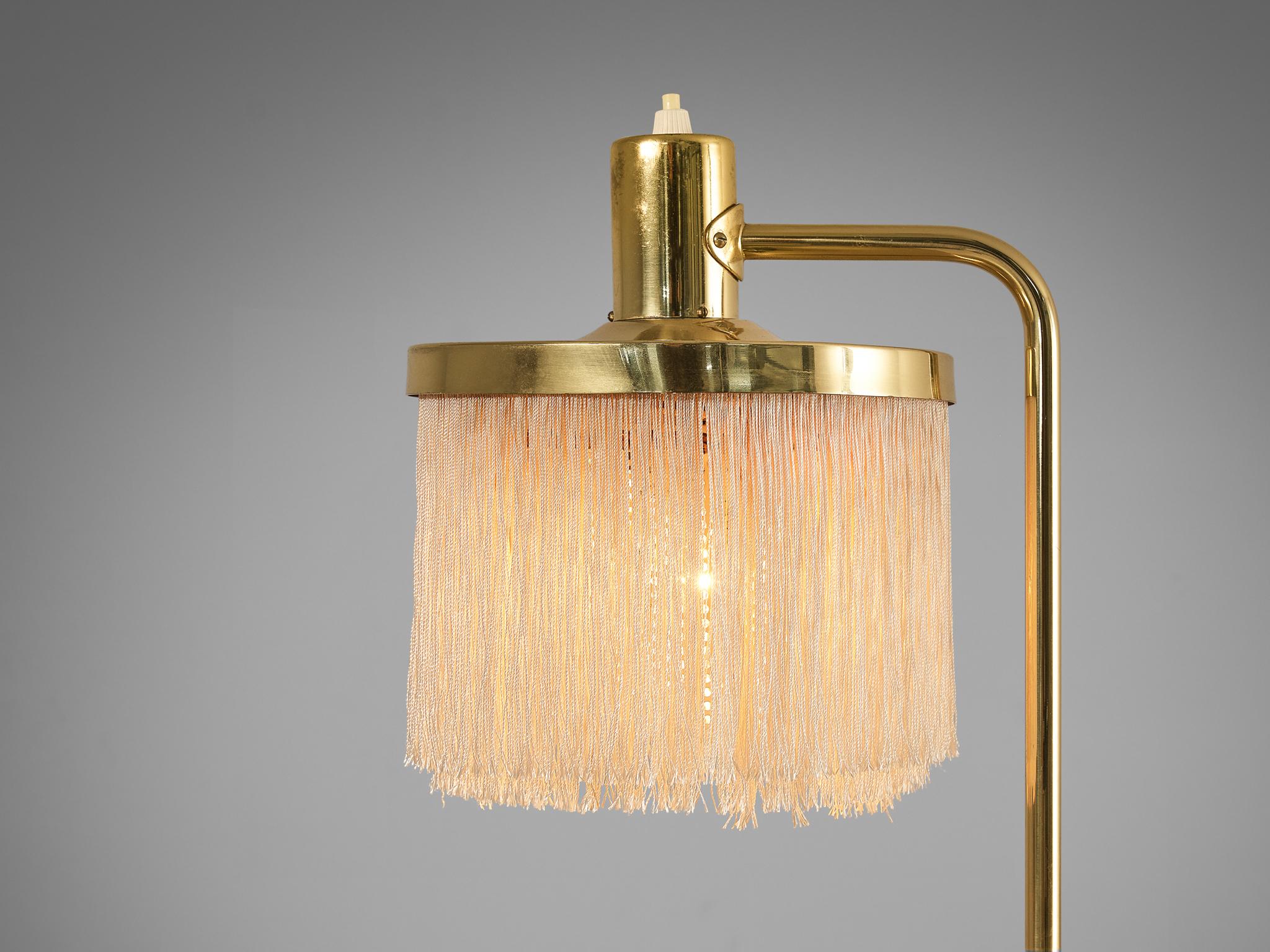 Hans-Agne Jakobsson Pair of 'Fringe' Table Lamps in Brass and Silk  For Sale 1
