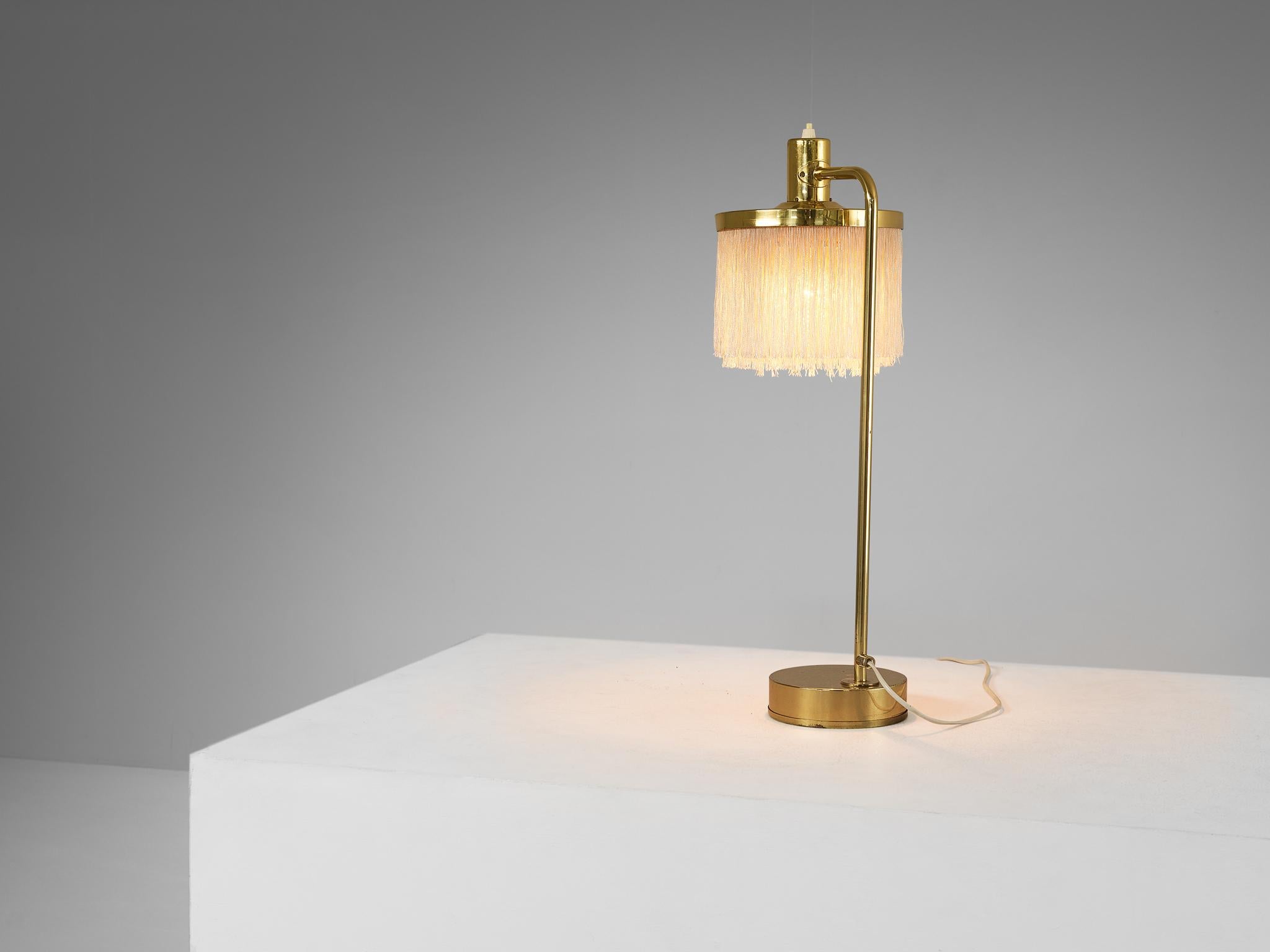Hans-Agne Jakobsson Pair of 'Fringe' Table Lamps in Brass and Silk  For Sale 2