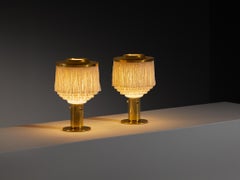 Hans-Agne Jakobsson Pair of 'Fringe' Table Lamps in Silk and Brass