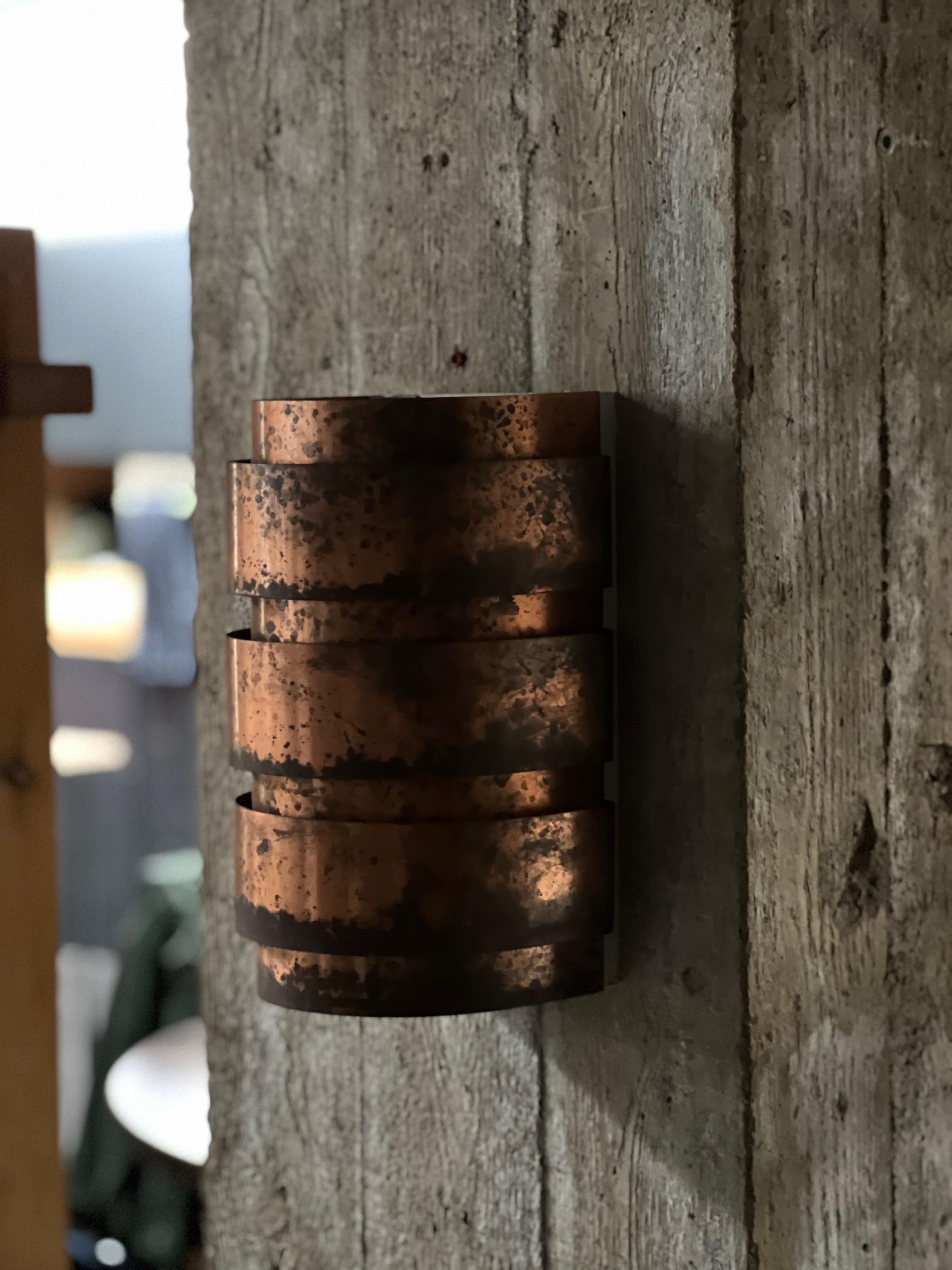Hans Agne Jakobsson pair of Patinated Copper Wall Lamps, Sweden, 1960s For Sale 3