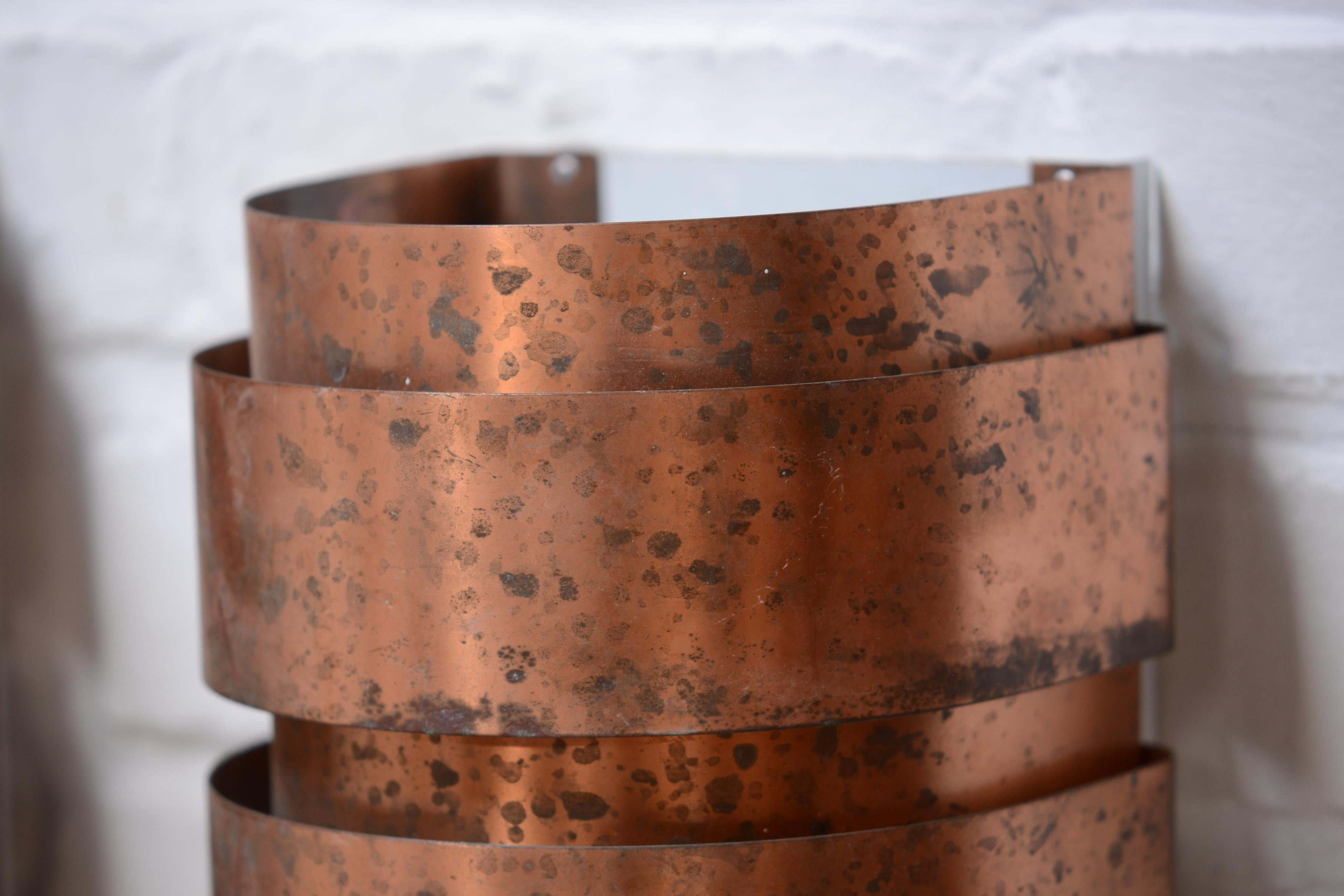Scandinavian Modern Hans Agne Jakobsson pair of Patinated Copper Wall Lamps, Sweden, 1960s For Sale