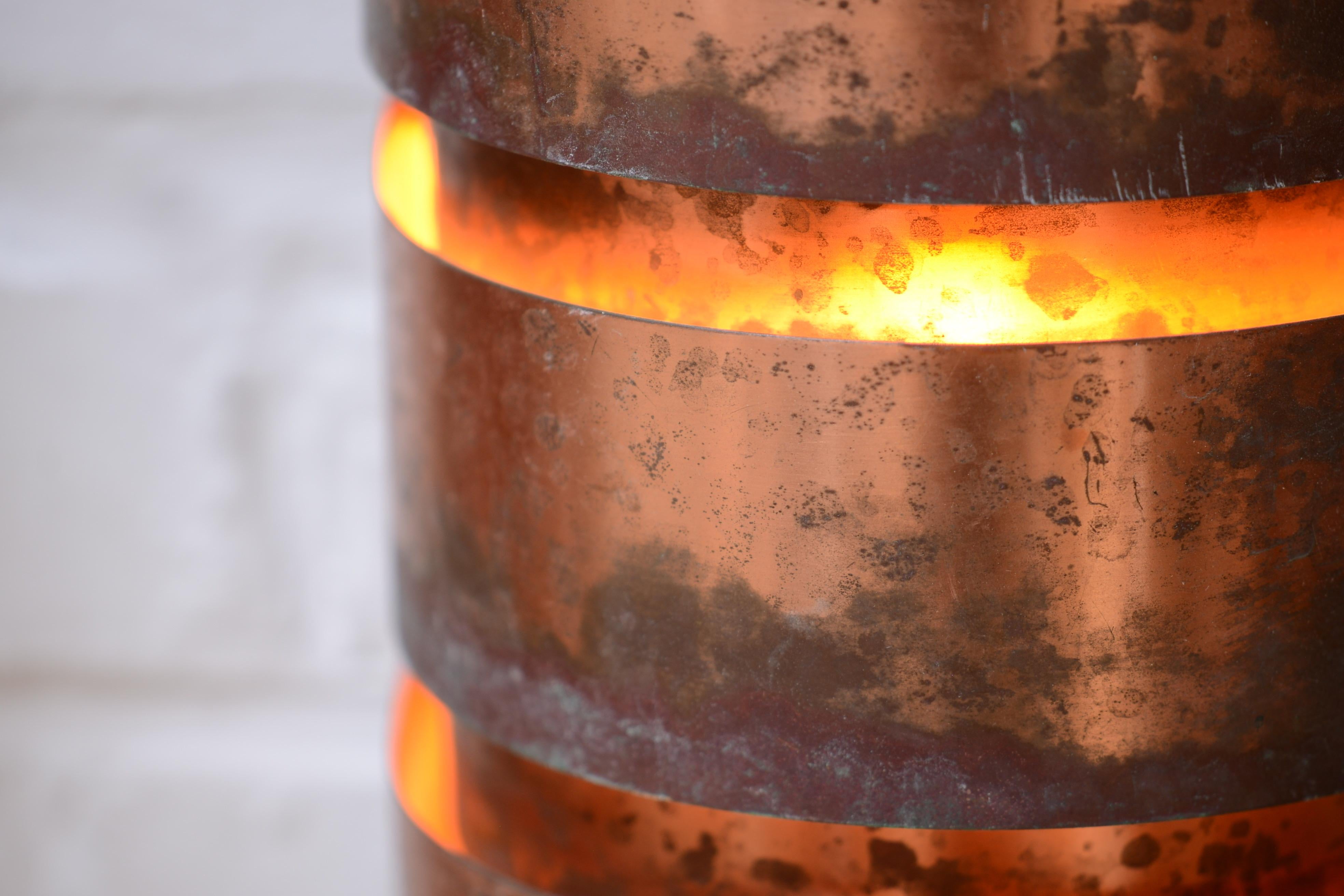Hans Agne Jakobsson pair of Patinated Copper Wall Lamps, Sweden, 1960s For Sale 1