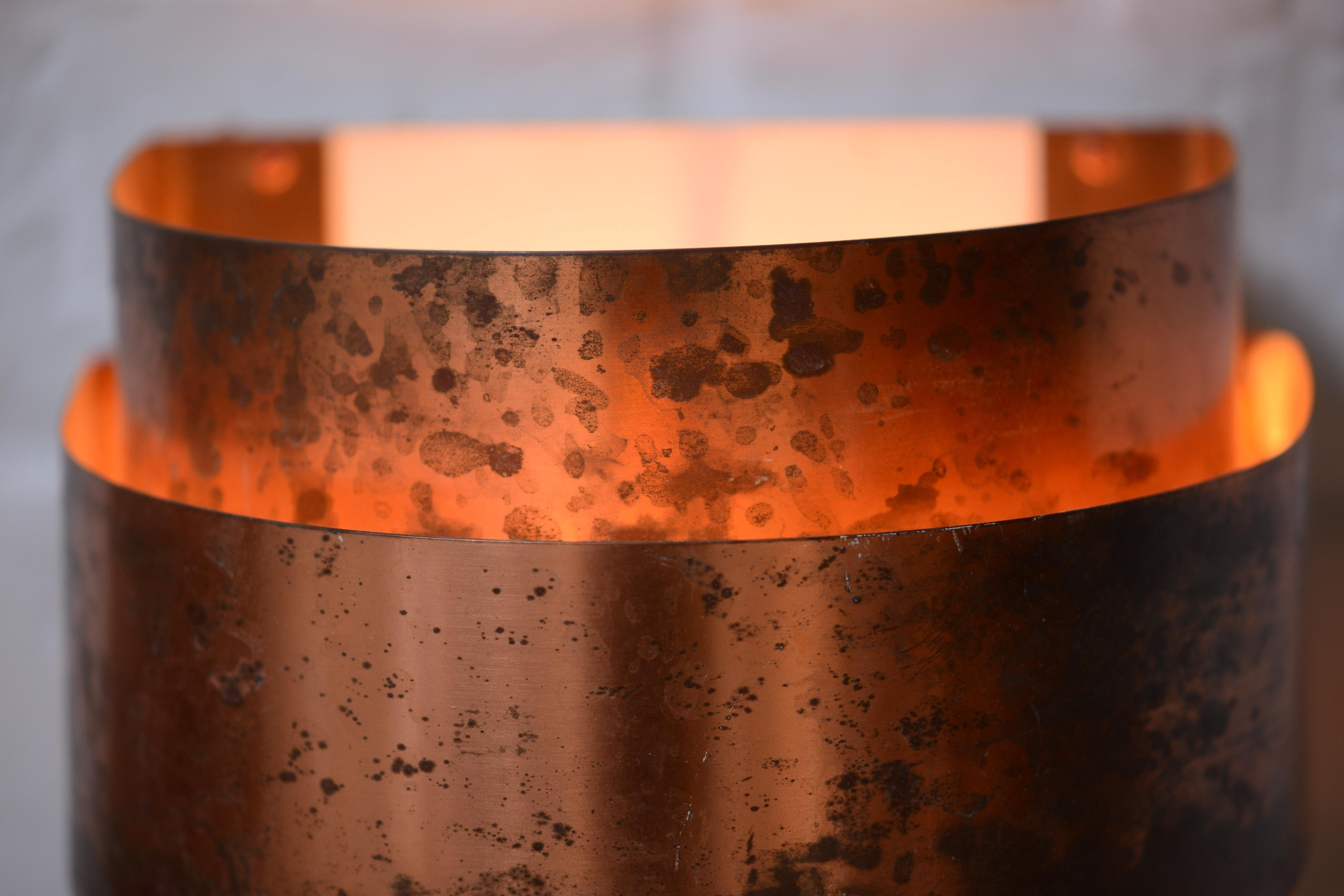 Hans Agne Jakobsson pair of Patinated Copper Wall Lamps, Sweden, 1960s For Sale 2