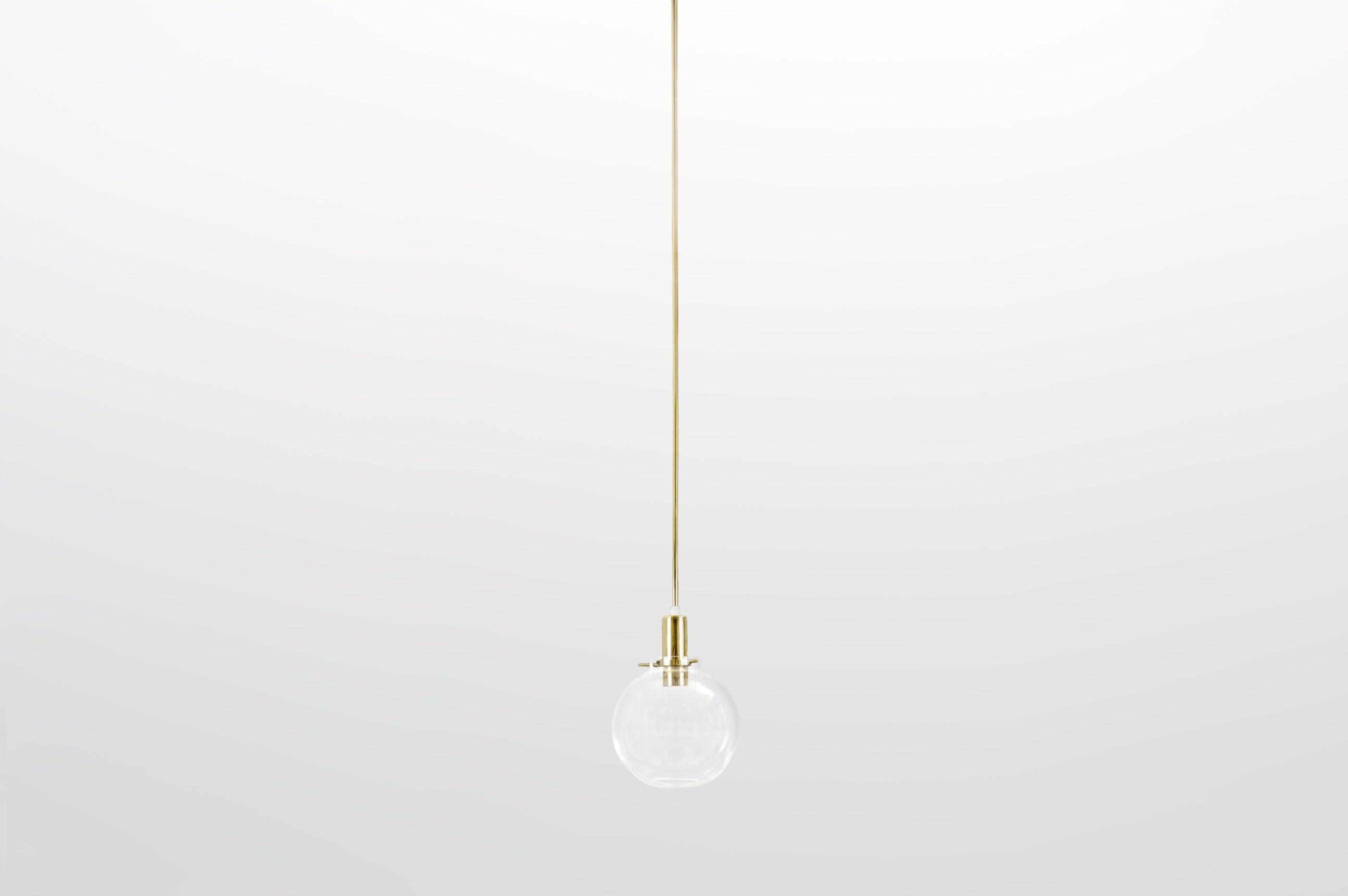 Mid-Century Modern Hans-Agne Jakobsson Pair of Mid-century Pendant Hanging Lamps round glass brass