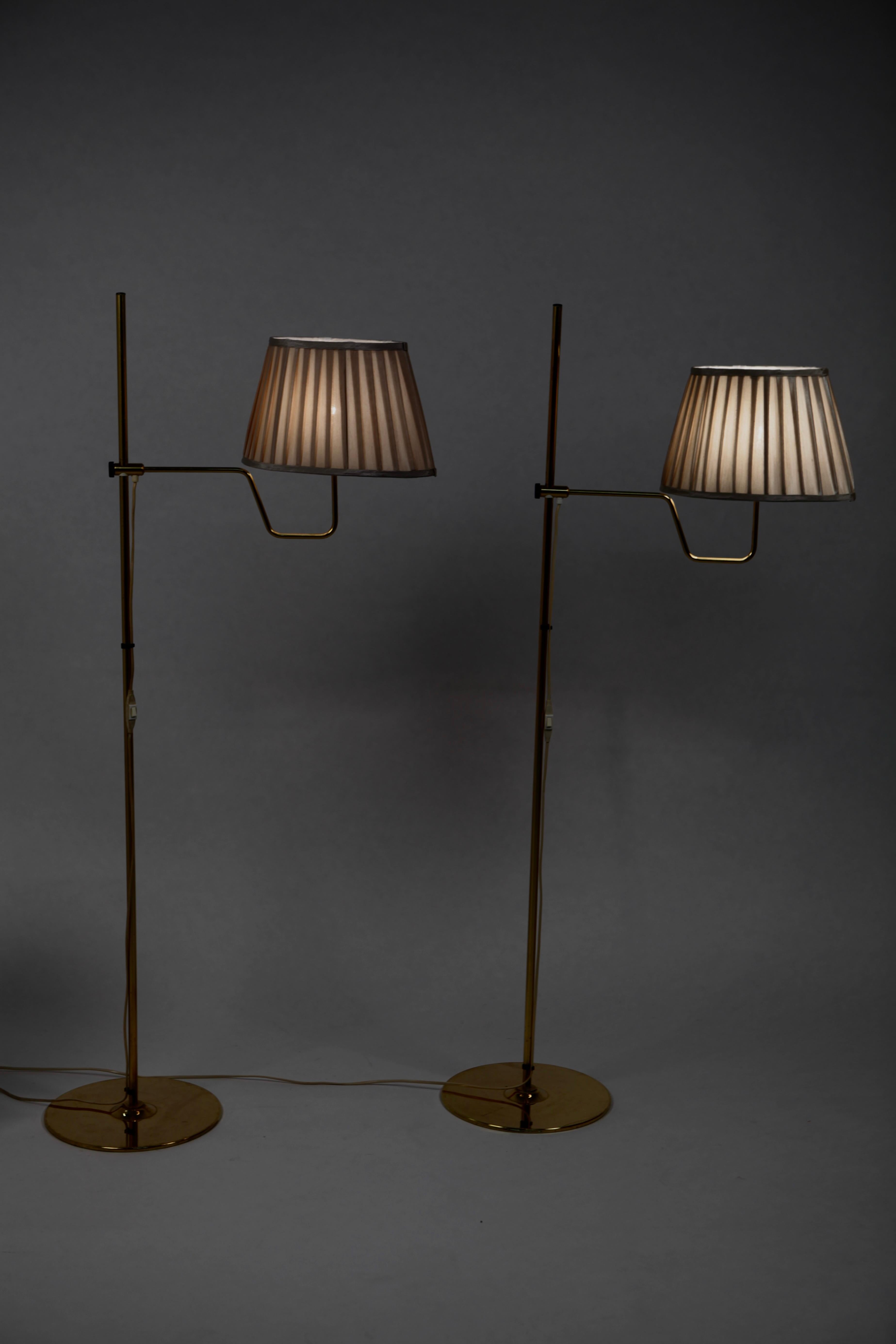 Hans-Agne Jakobsson, Pair of Rare Floor Lamps, Model G-192 M, in Brass, 1950s For Sale 6