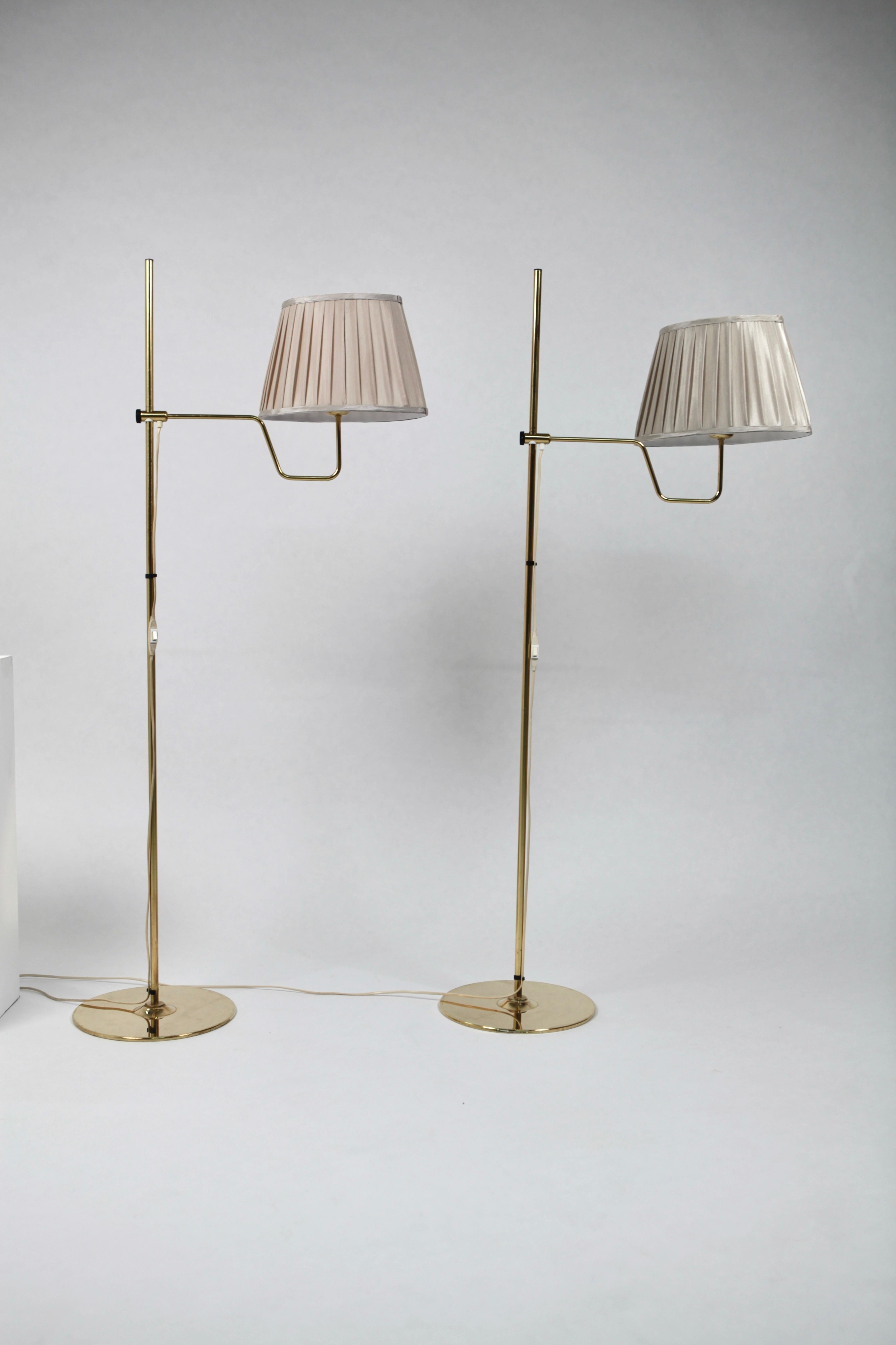 Hans-Agne Jakobsson, Pair of Rare Floor Lamps, Model G-192 M, in Brass, 1950s For Sale 8