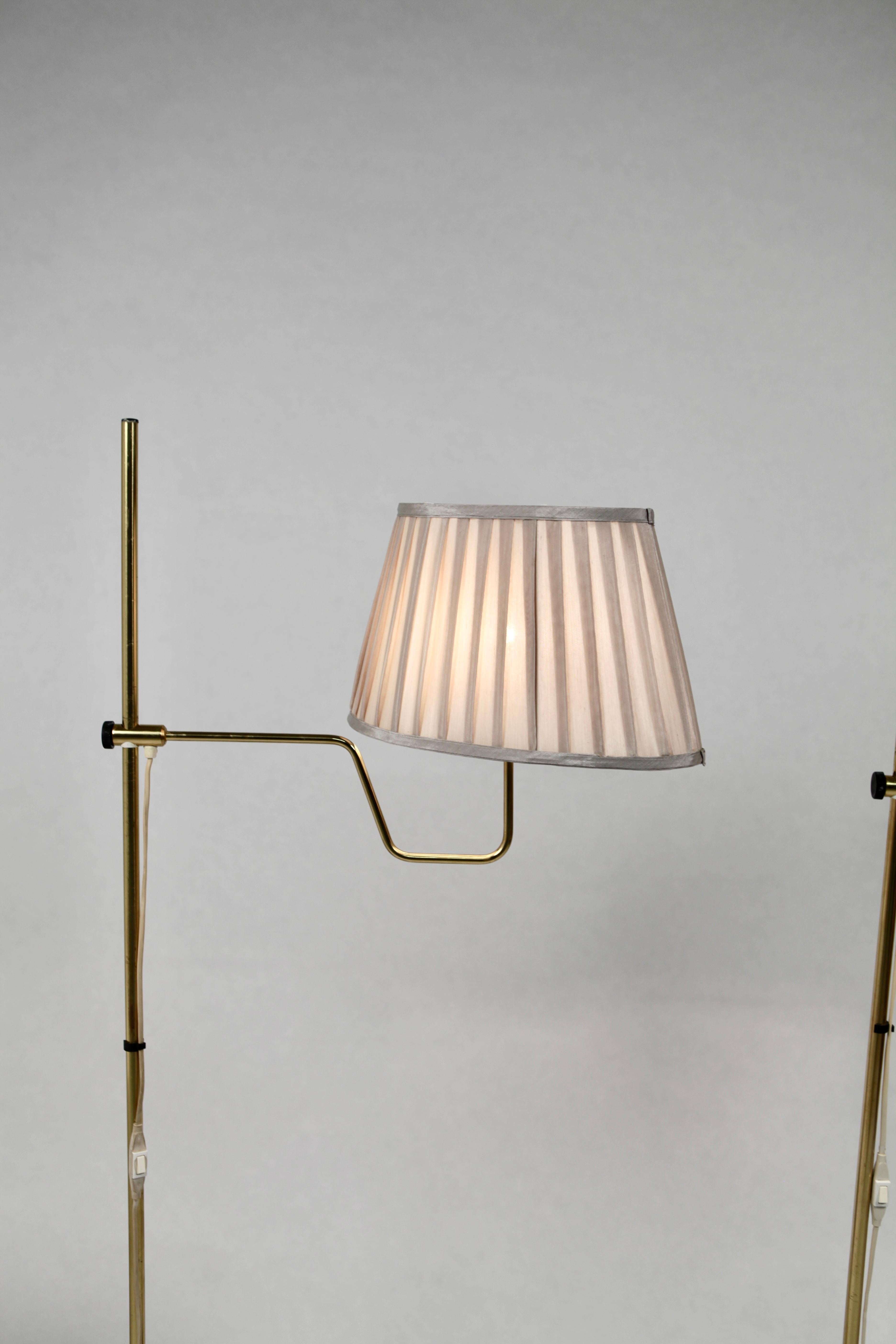 Mid-20th Century Hans-Agne Jakobsson, Pair of Rare Floor Lamps, Model G-192 M, in Brass, 1950s For Sale