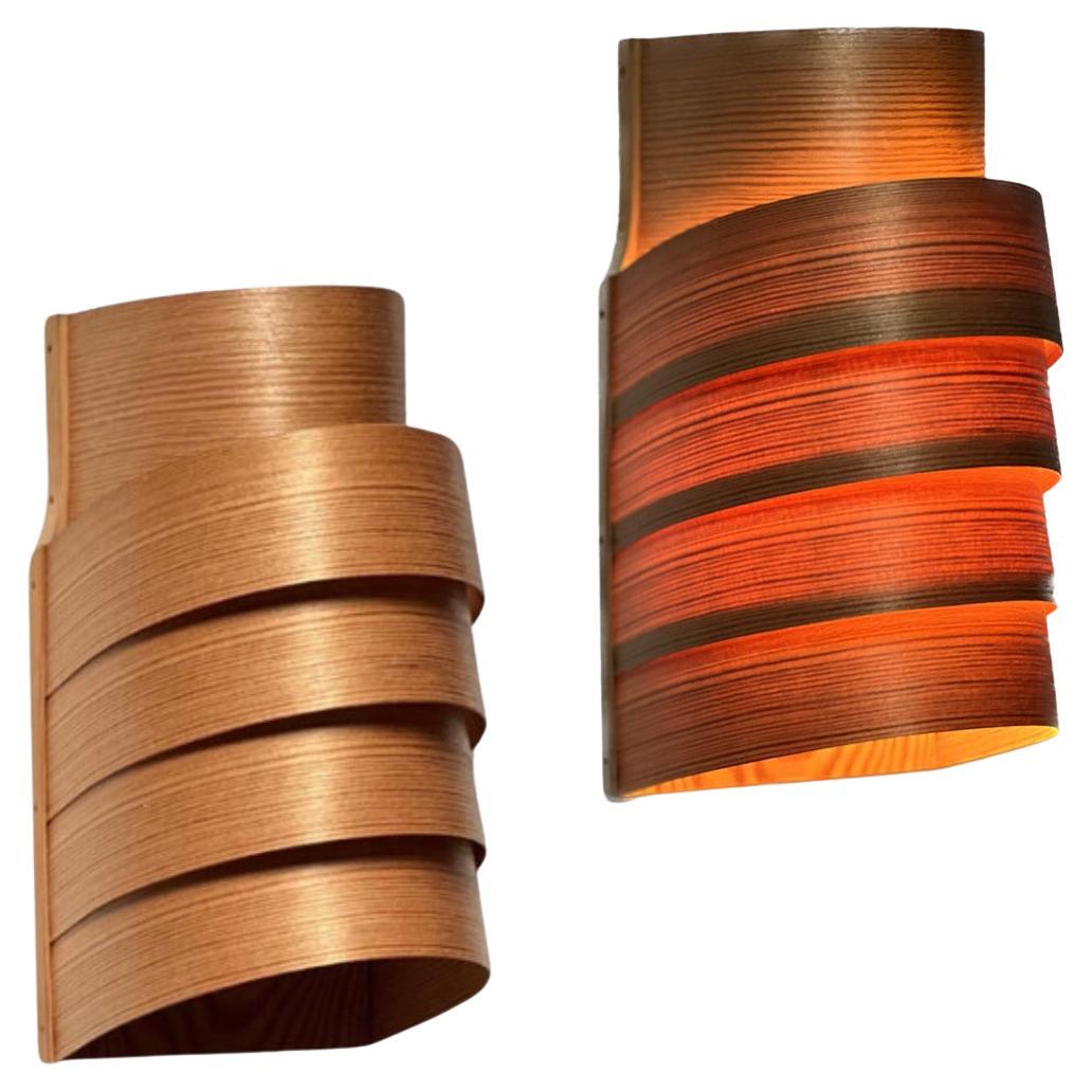 Hans Agne Jakobsson pair of rare Pine Wall Lamps Mid-century 1960's Sweden For Sale