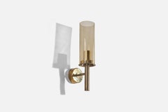 Hans-Agne Jakobsson, Pair of Wall Lights, Brass, Glass, Sweden, c. 1960s