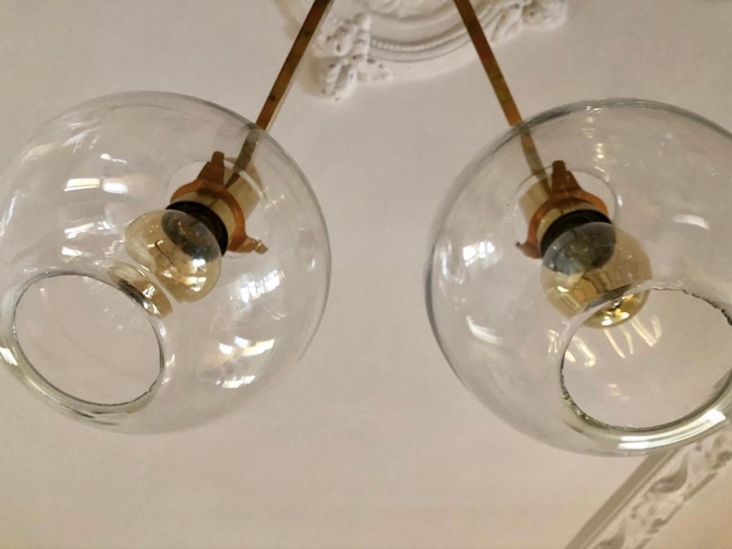 Hans-Agne Jakobsson 'Pastoral' Brass Chandelier with Six Light Globes For Sale 1